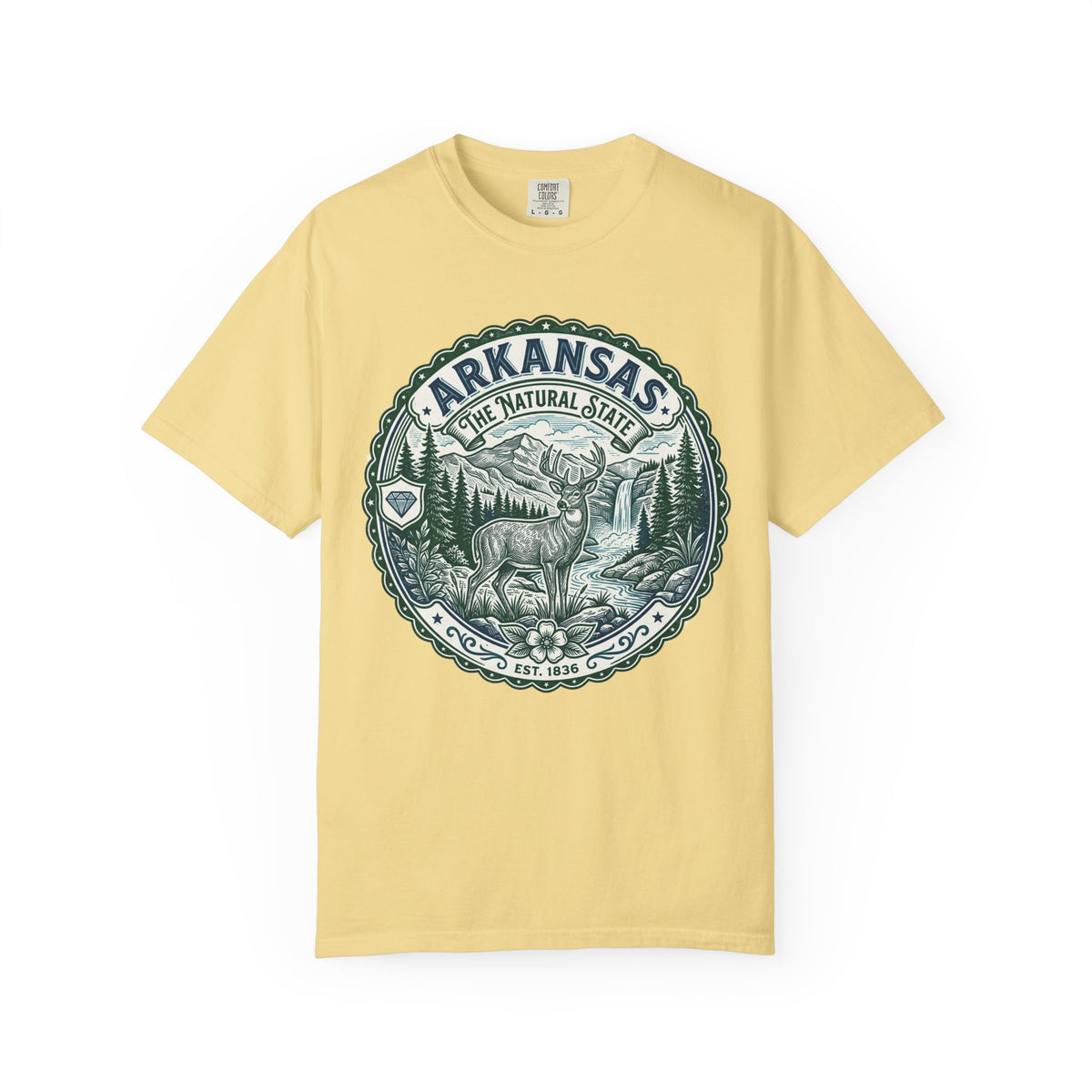 Arkansas Graphic Heavyweight Garment-Dyed Travel Tourist Graphic Gift Tee Unisex 100 Cotton Comfort Colors T-Shirt