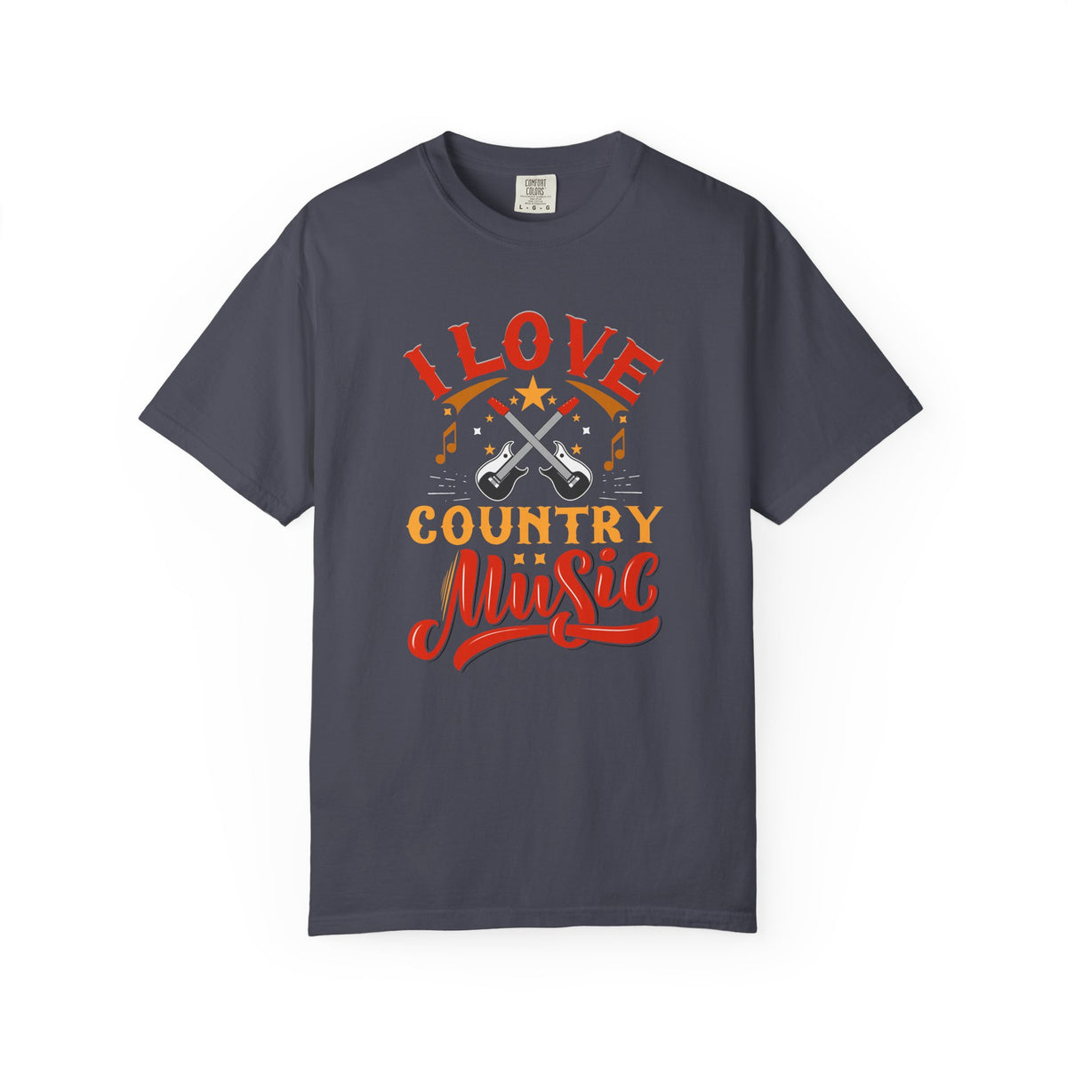 I Love Country Music T-shirt Country Guitar Typography Unisex Cotton Tee 050