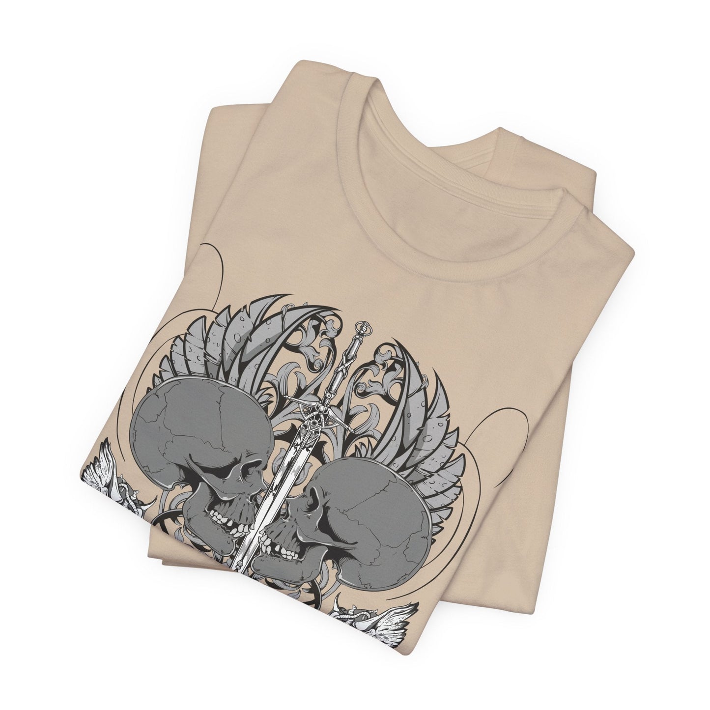 Honor Loyalty crest tee Gothic heraldry skulls wings emblem Art-48