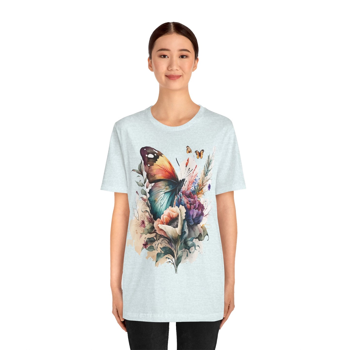 Cotton Tee Shirt with Butterfly Prints