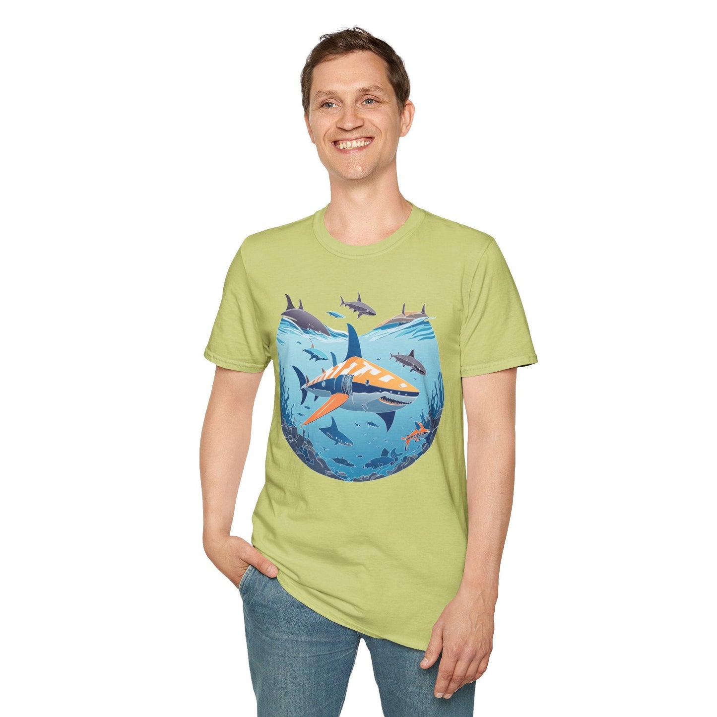 Ocean Tee Shirt Unisex Softstyle Gildan 64000 100 Percent Ring Spun Cotton Breathable U Boat Design