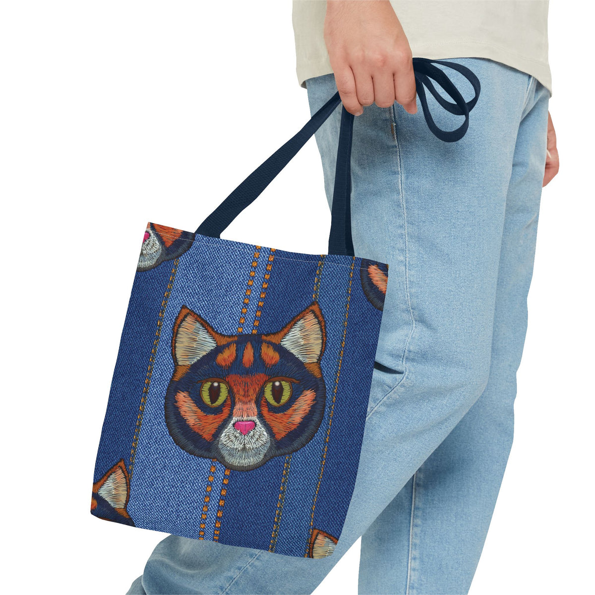 Denim Fabric Imitation Print Unisex Canvas Bag Poly Spun 3 Sizes Tote Bag 190