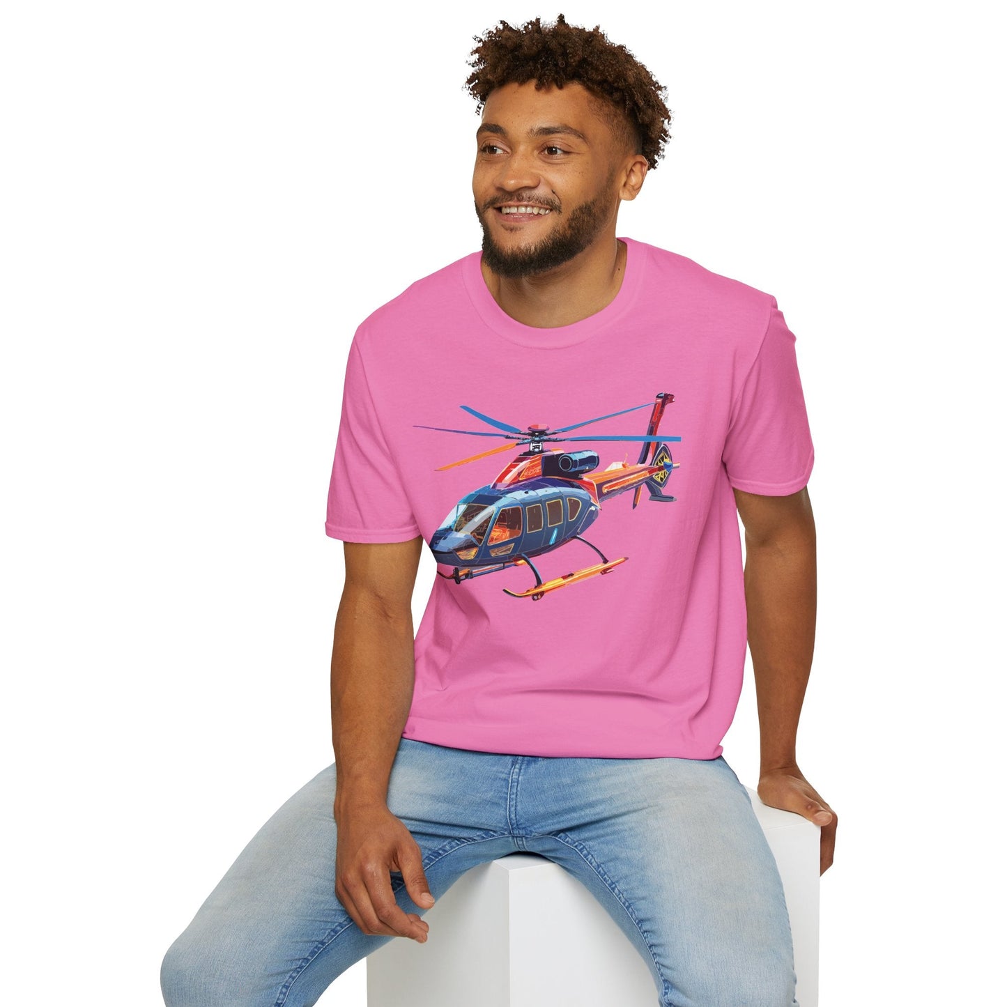 Chopper Helicopter Graphic T Shirt Unisex Softstyle Cotton Short Sleeve Artwork Design