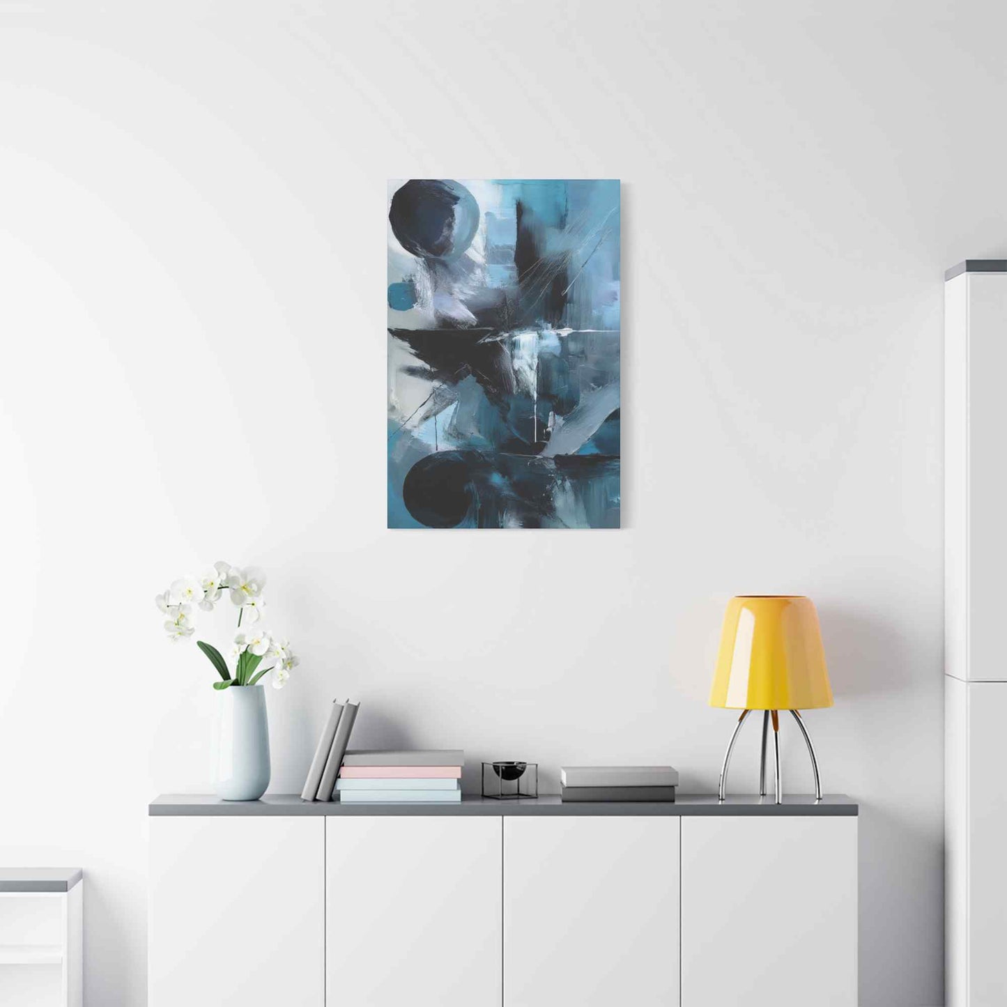 Blue Abstract Painting Print Canvas 20x24,20x30,24x30, 24x32,24x36,30x40, 32x48,36x48,40x60 Pine-Wood Inner Frame ABS-29
