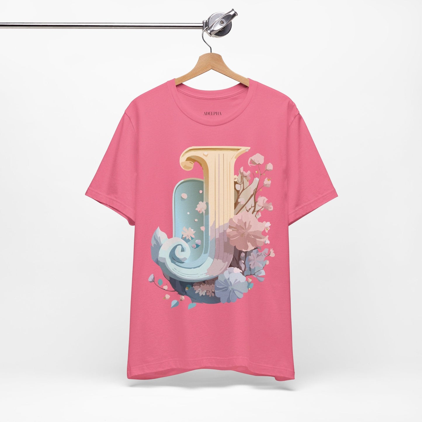 Letter J Shirt Unisex Graphic Tee Adelpha Vintage Inspired Artwork Design Short Sleeve