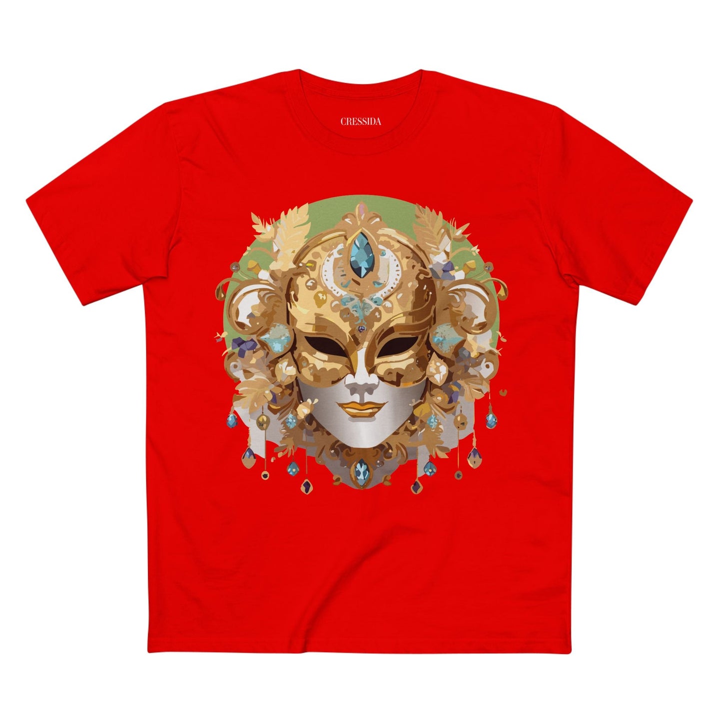 Carnival Mask Graphic T-Shirt Unisex 100 Cotton With Antique Gold Art Design Tee 11