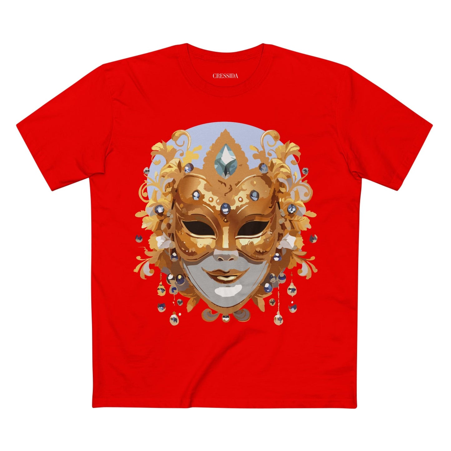 Carnival Mask Graphic T-Shirt Unisex 100 Cotton With Antique Gold Art Design Tee 1