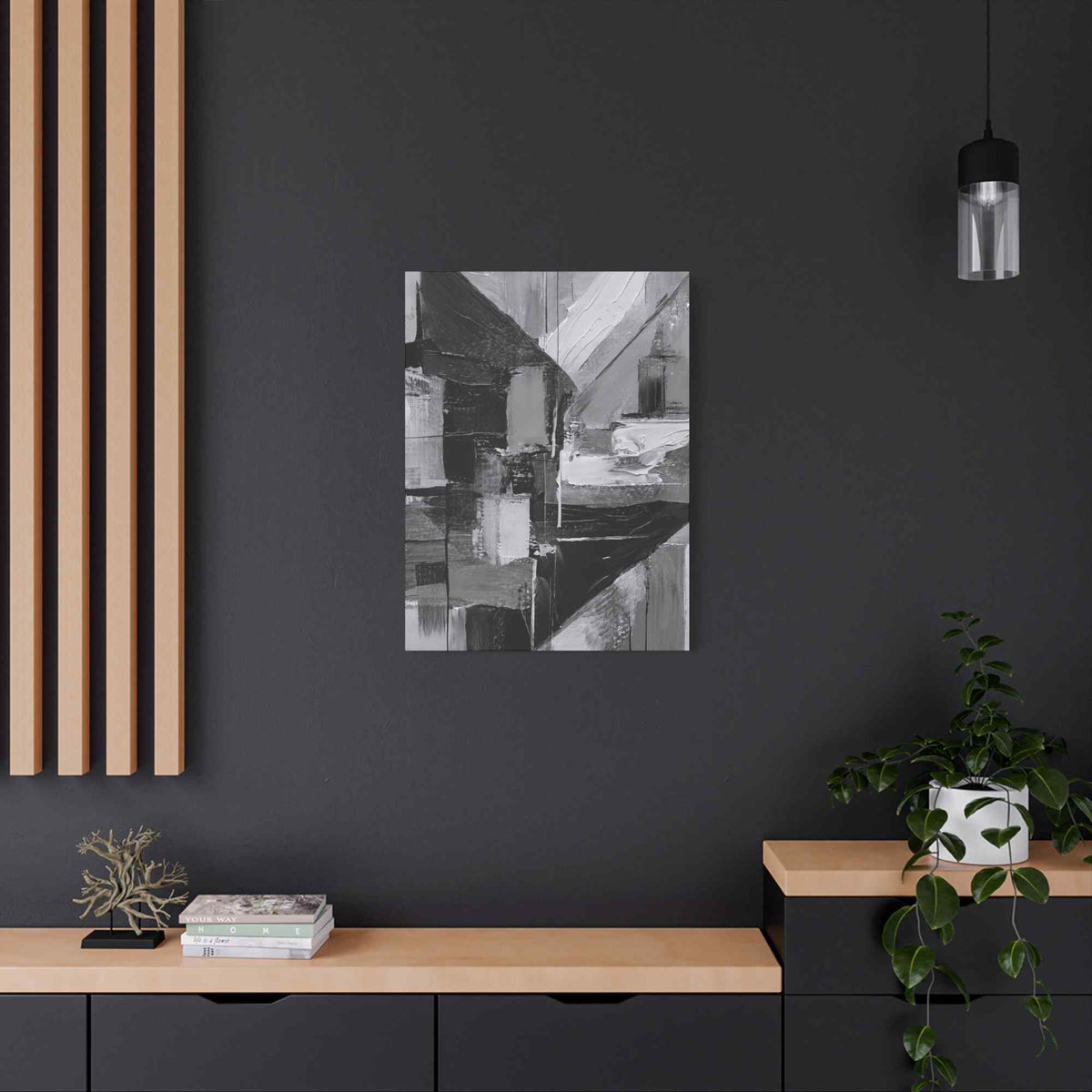 Black Abstract Painting Print Canvas 20x24,20x30,24x30, 24x32,24x36,30x40, 32x48,36x48,40x60 Pine-Wood Inner Frame ABS-18