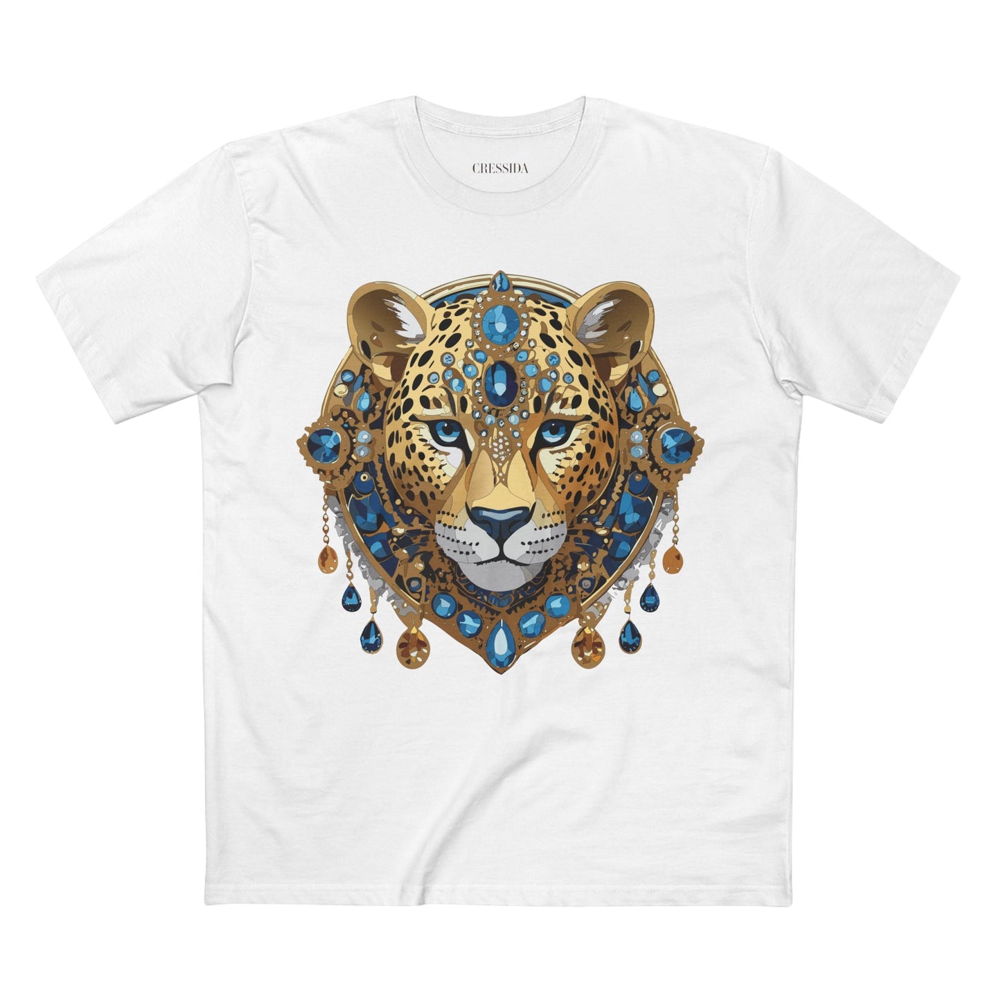 Cheetah Graphic Unisex 100 Cotton Tee With Unique Animal Golden Medallion Art Design 47