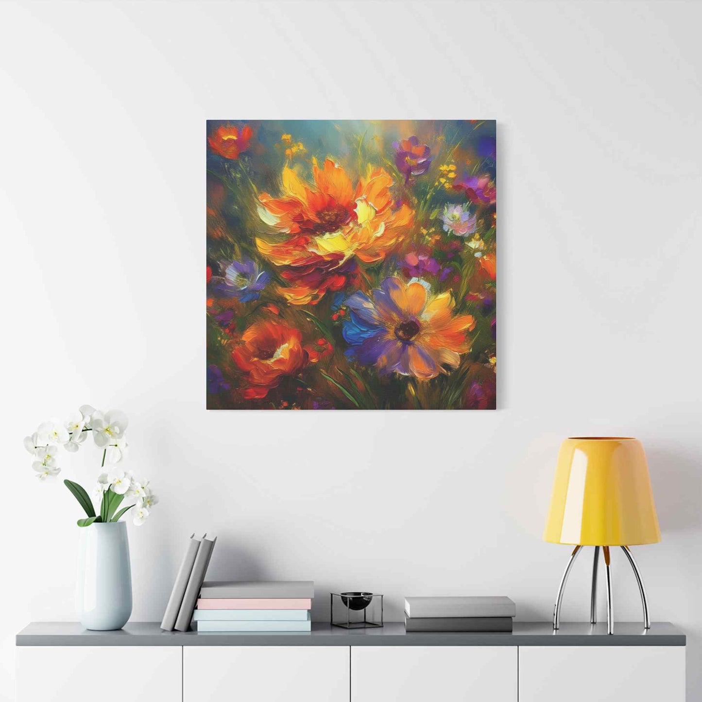 Flowers Print Canvas, Floral Oil Paint Print 20x20, 24x24, 30x30, 32x32, 36x36, Floral Art Design Print Non-Frame MC-15
