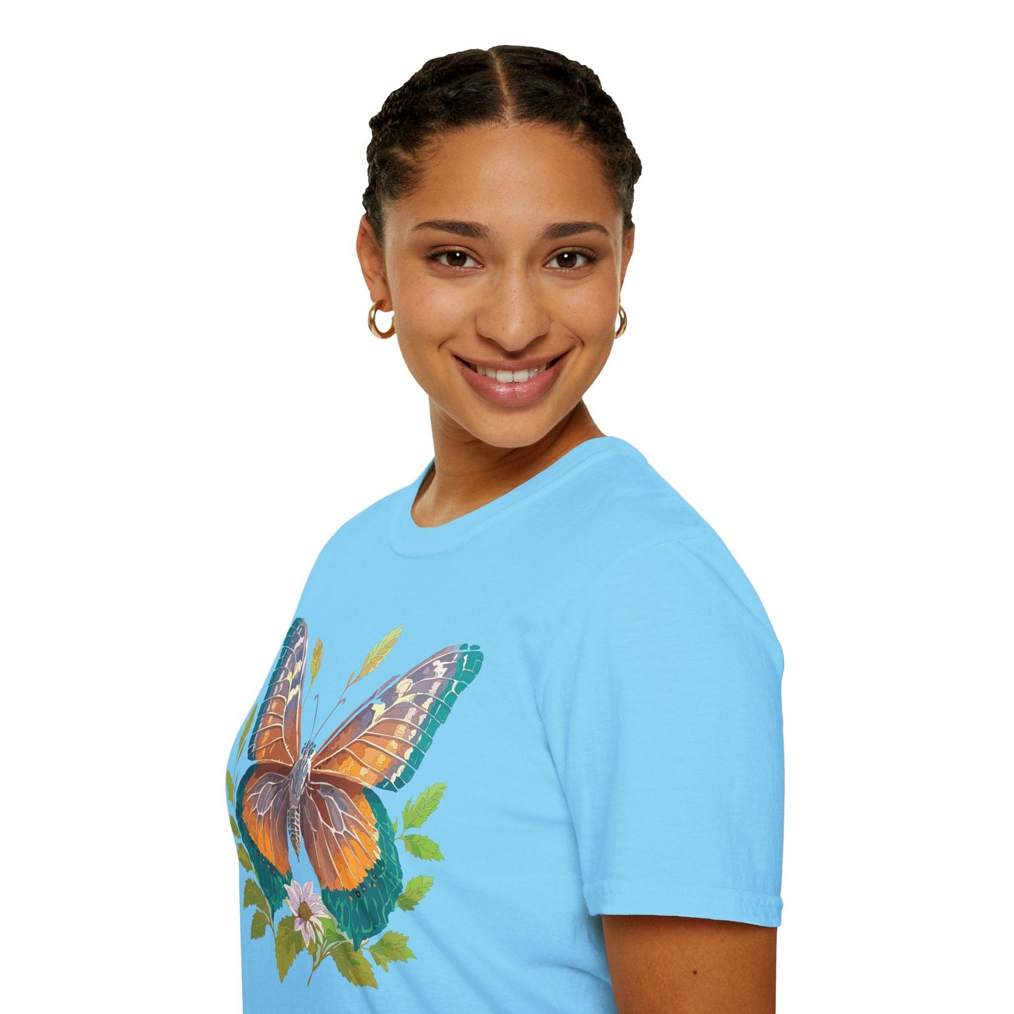 Unisex Butterfly Shirt With Monarch Design Cotton Tee Gildan 64000 Softstyle Comfort