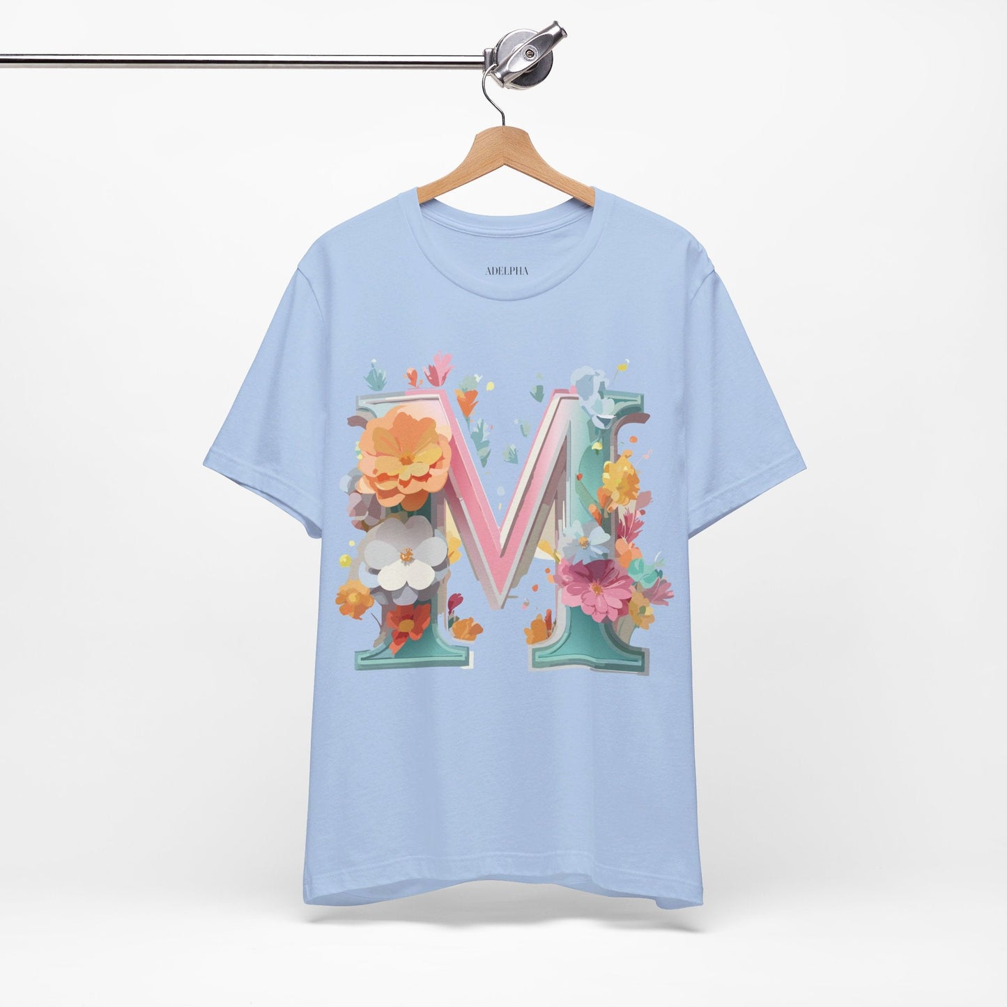 Letter M Graphic Tee Unisex Short Sleeve Shirt By Adelpha Vintage Artwork Design