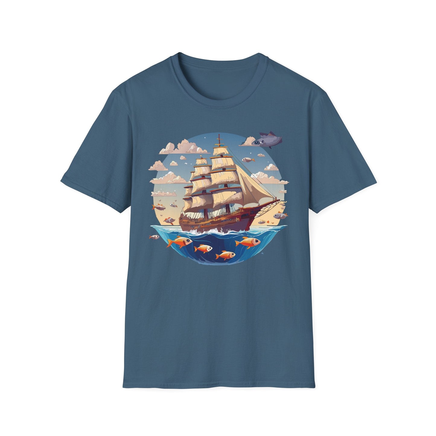 Nautical Ship Frigate Vessel T Shirt Unisex Premium Softstyle Cotton Tee Gildan 64000