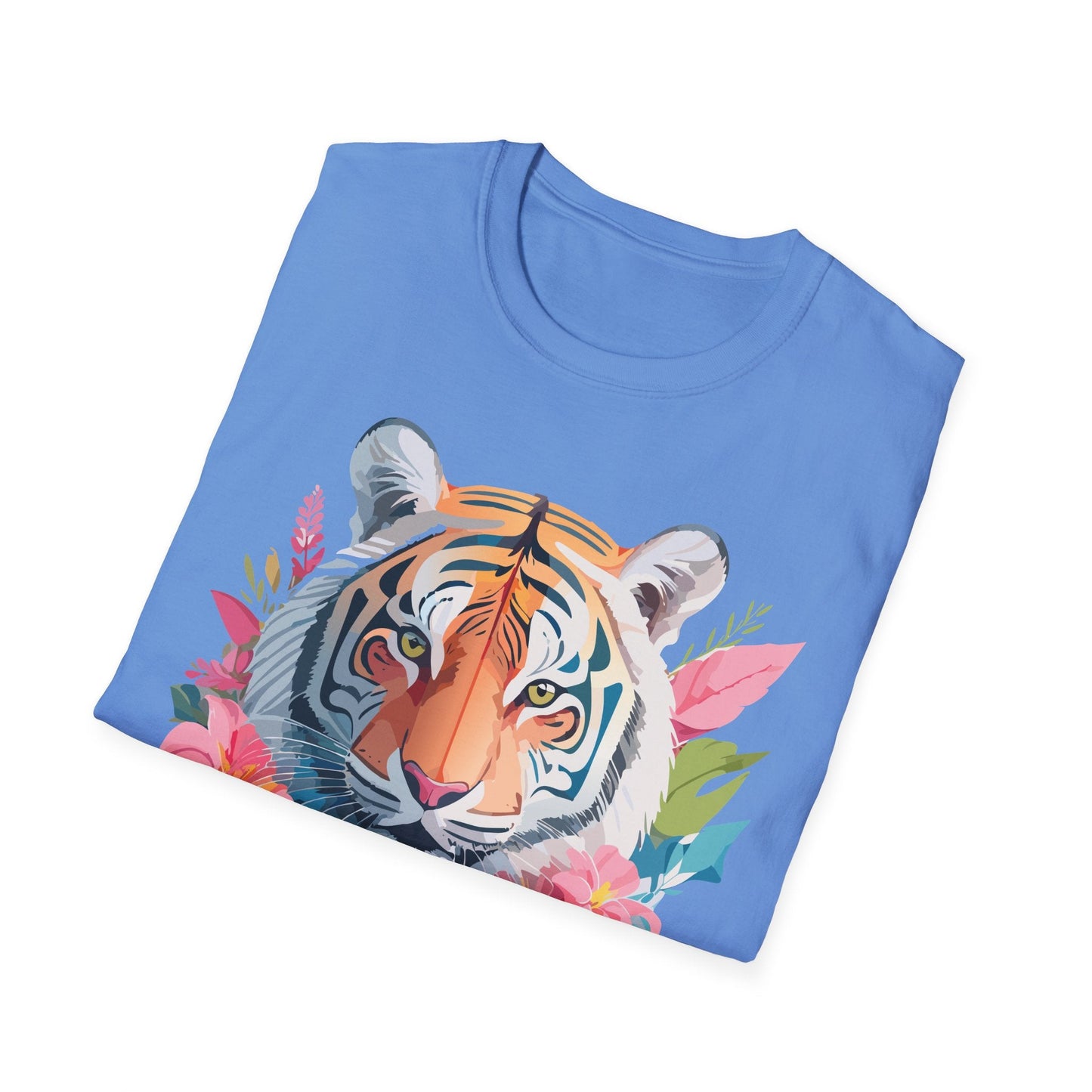 Tiger Print Unisex Softstyle T Shirt Short Sleeve Gildan 64000 Tee