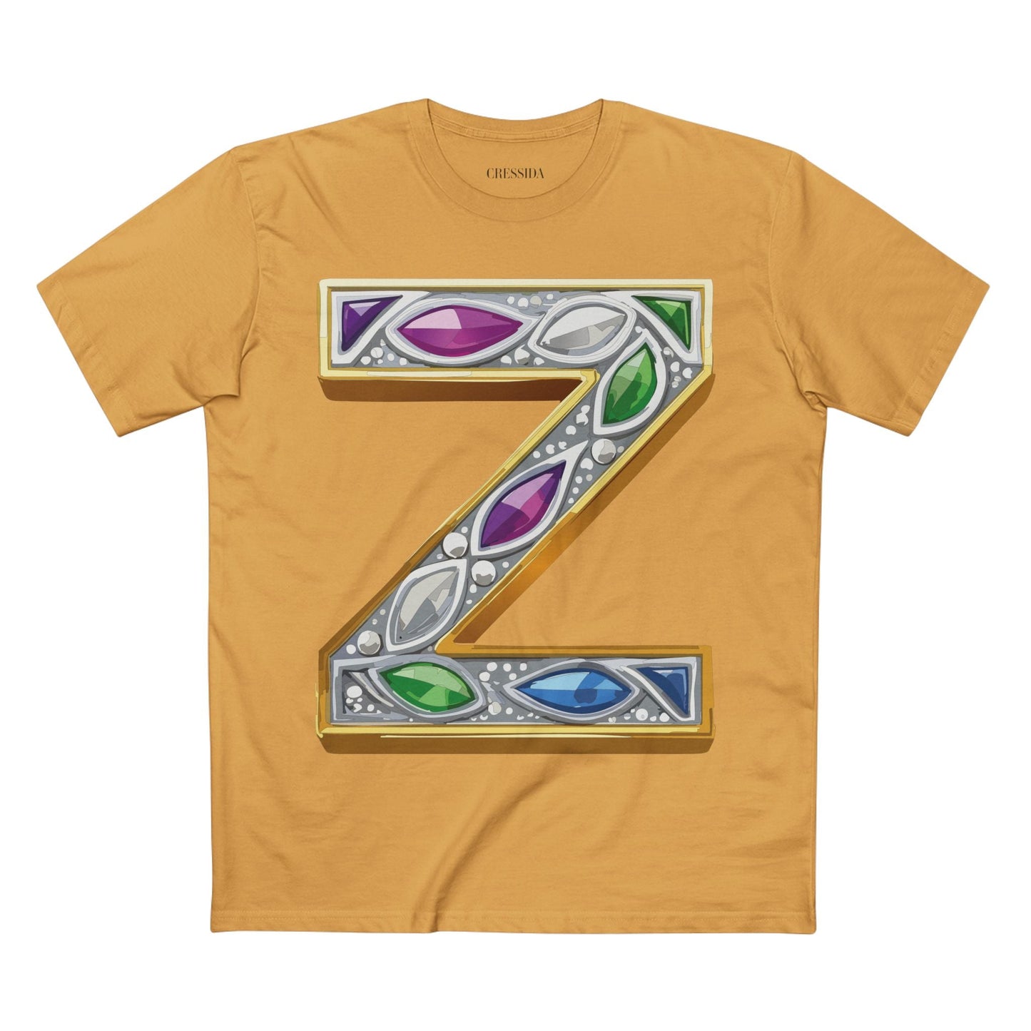 Letter Z Graphic Design Tee Unisex 100 Cotton With Antique Gold Letters Artwork T-Shirt
