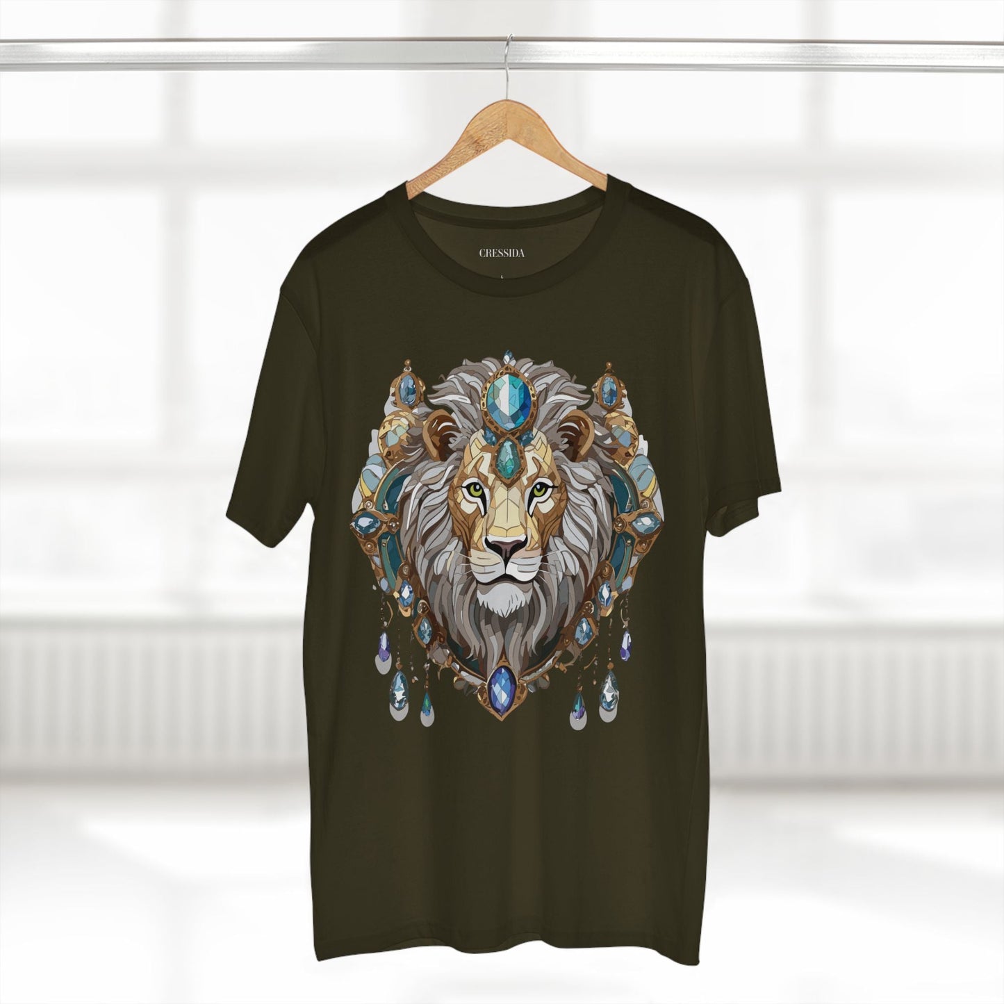 Lion Graphic Unisex 100 Cotton Tee With Unique Animal Golden Medallion Art Design 61