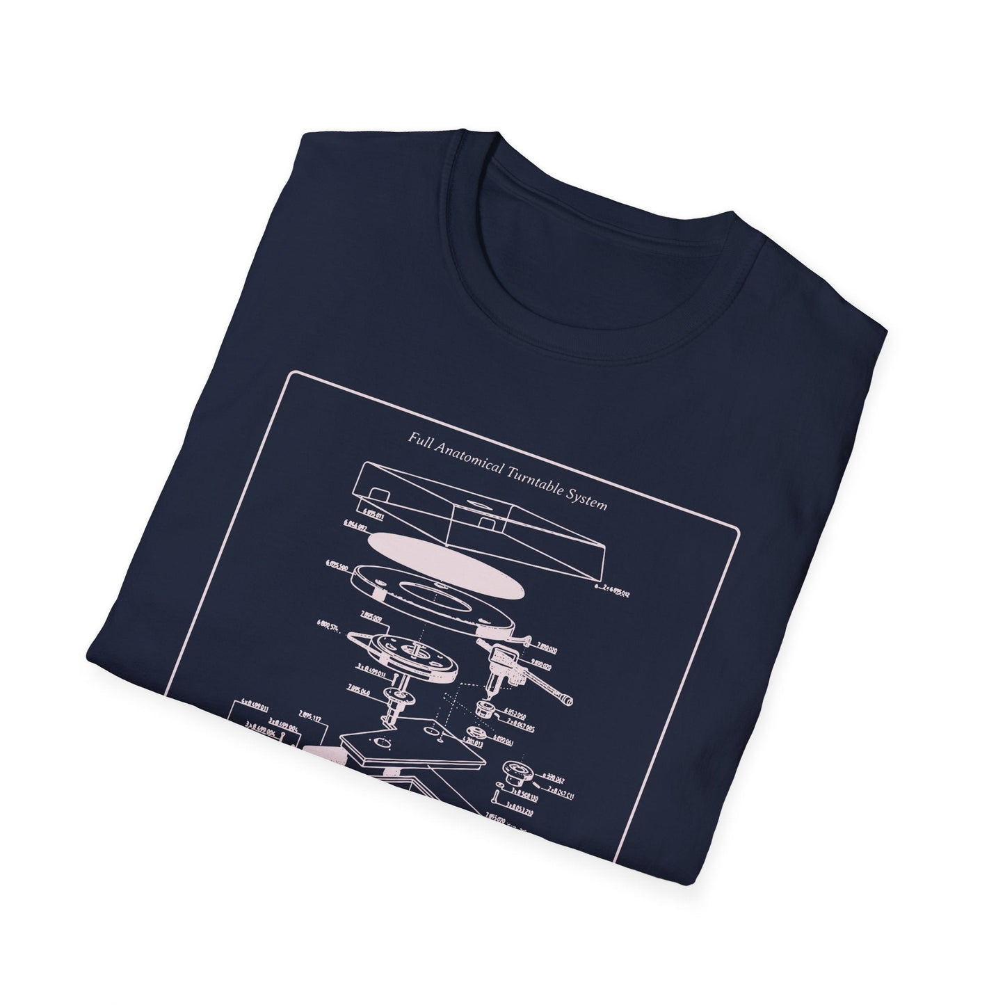Record Player Blueprint T-Shirt Unisex Cotton Retro Vinyl Turntable Diagram Tee