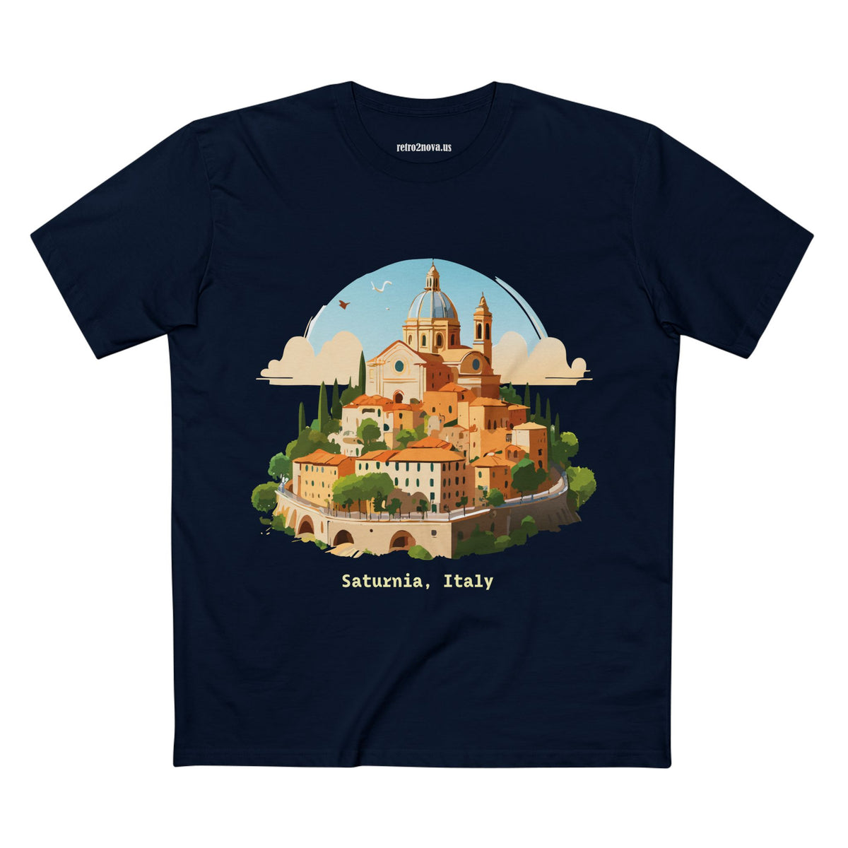 Saturnia Italy village illustration T-Shirt | Italian travel souvenir tee