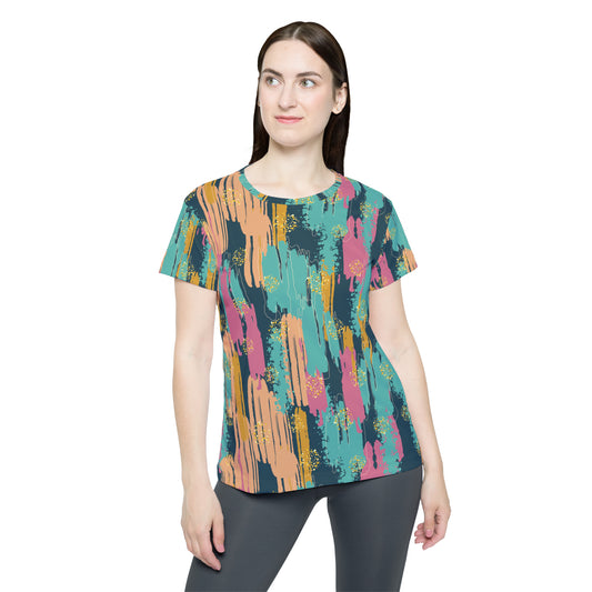 Poly Jersey Tee Shirt with abstract prints