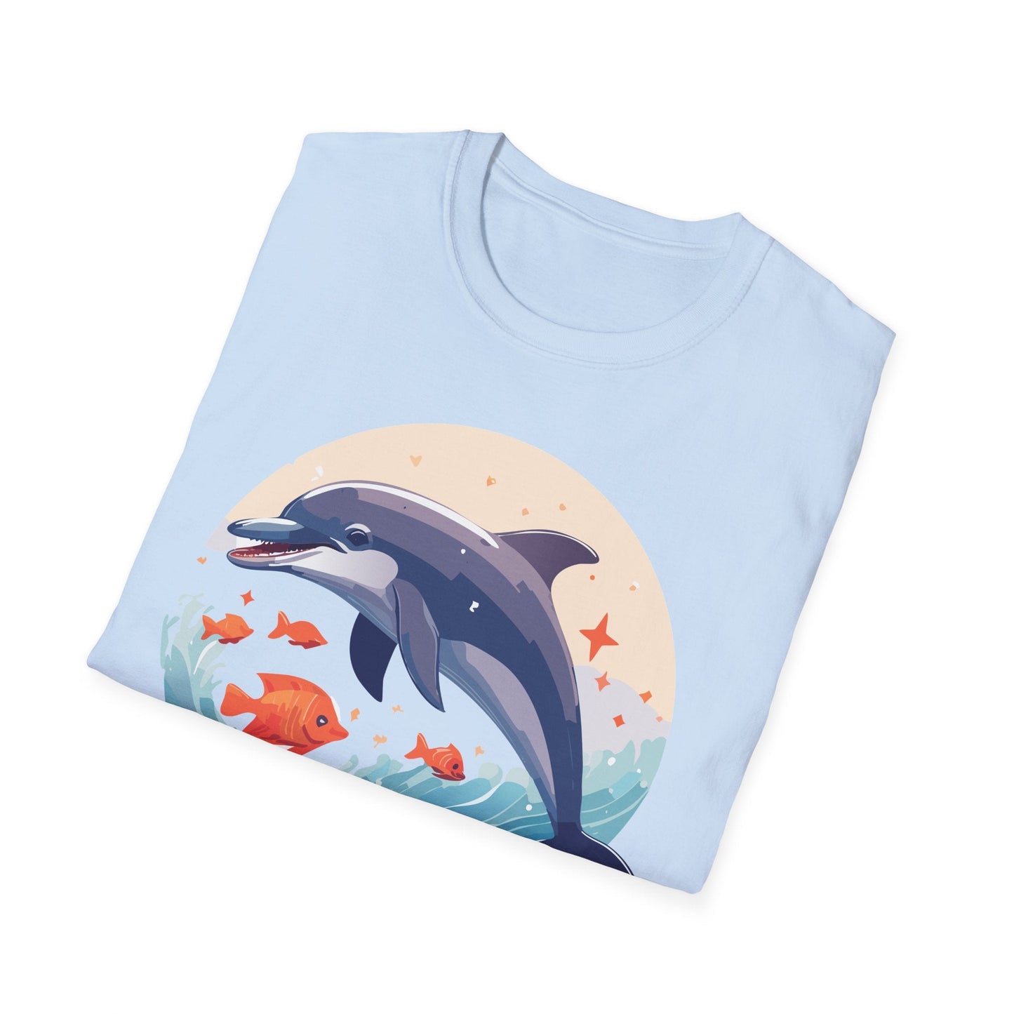 Unisex Dolphin Shirt Gildan Softstyle 64000 Short Sleeve Fish Tee With Dolphin Graphic