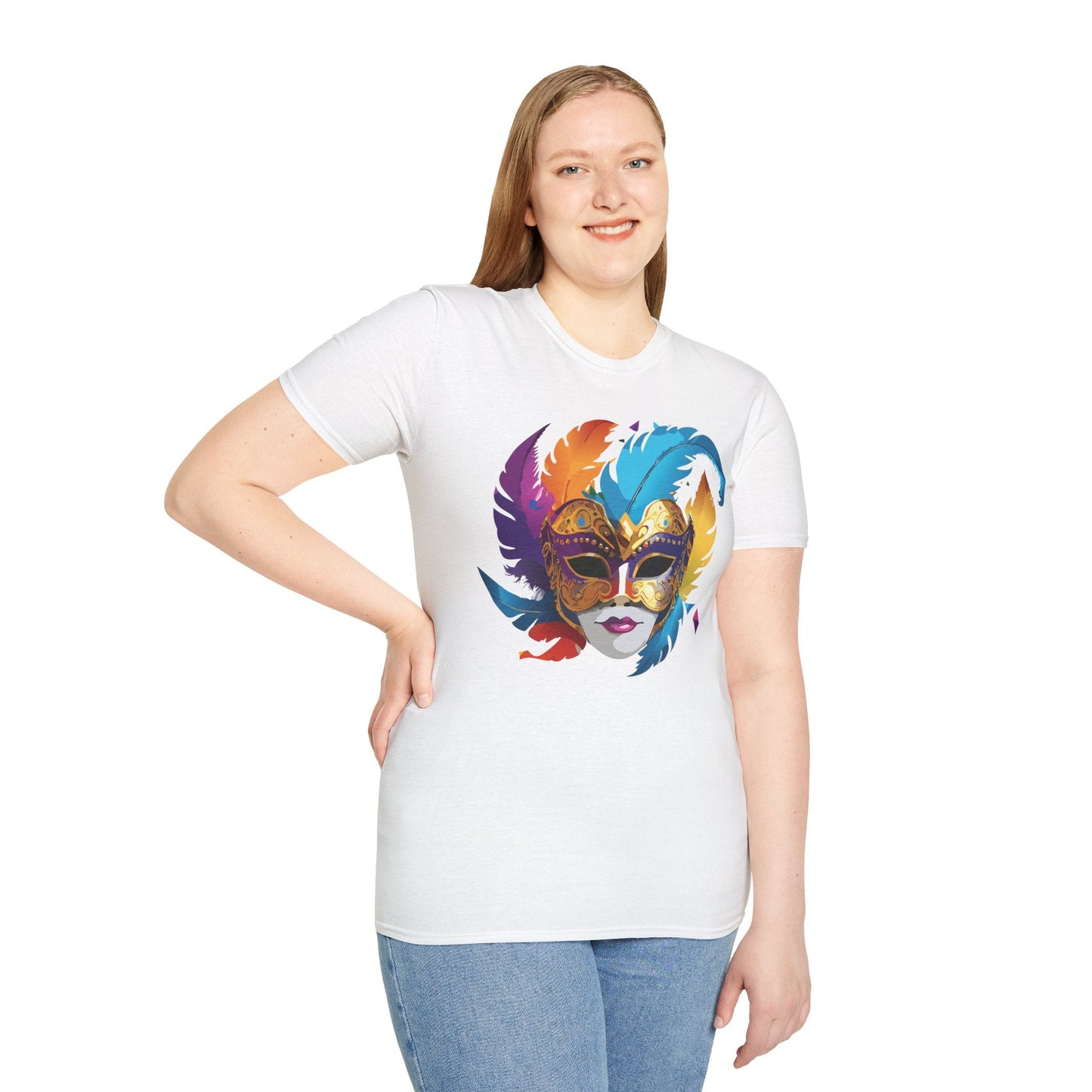 Mask Tee Shirt Unisex Short Sleeve Cotton Tee Art Design Masquerade Gildan Softstyle 64000