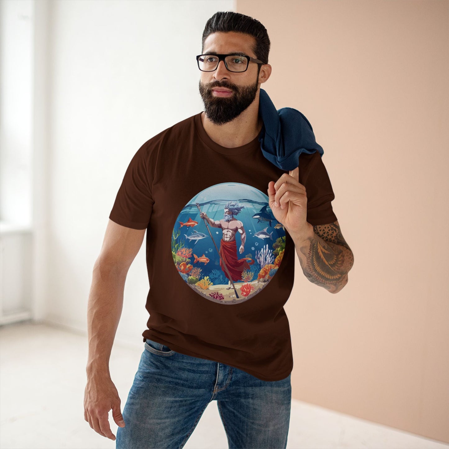 Retro2Nova Ocean Shirt Unisex Premium Cotton Tee With Original Art Design OP13 Exclusive Edition