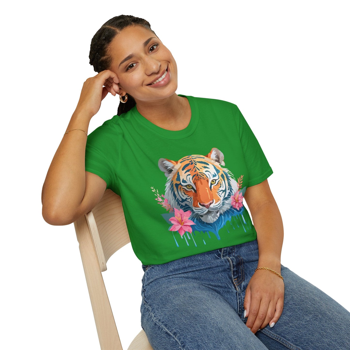 Tiger Unisex Softstyle T Shirt 100 Percent Cotton Gildan 64000 Animal Tee