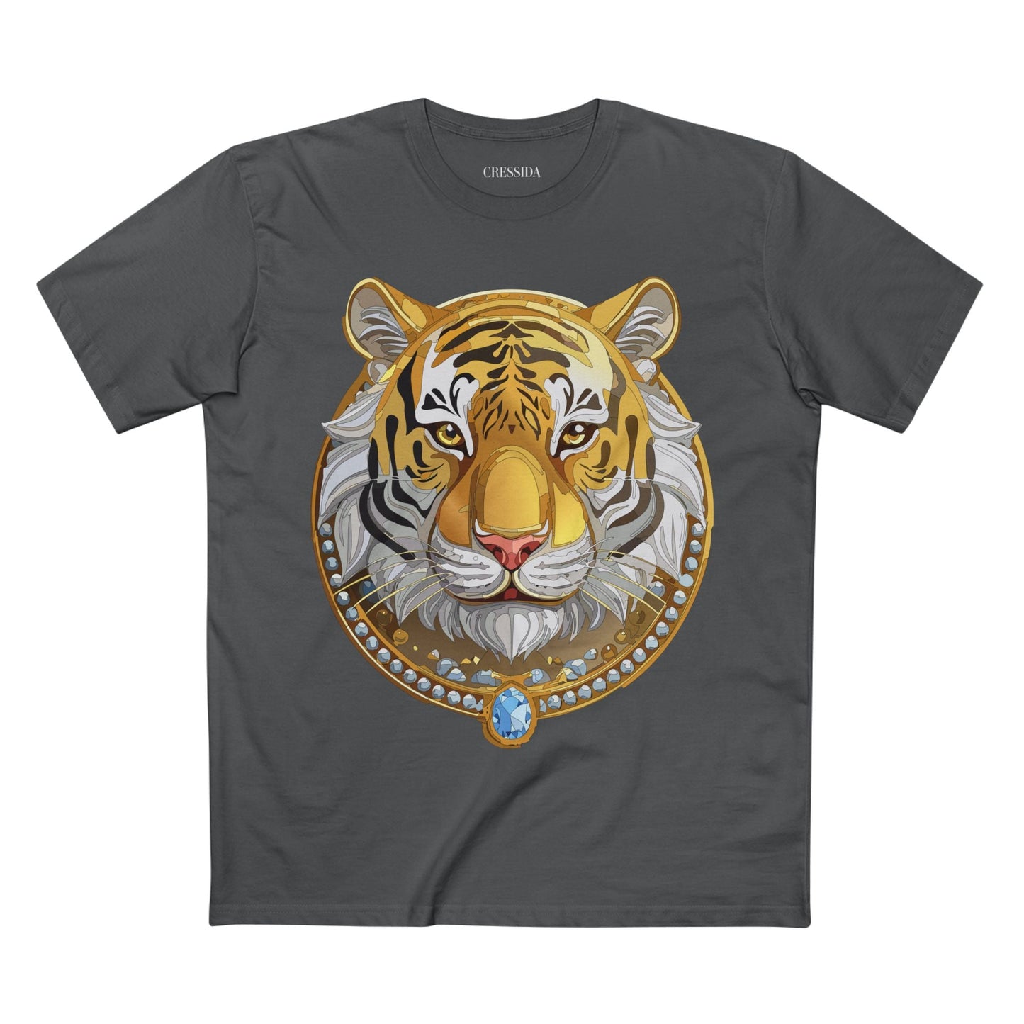 Tiger Graphic Unisex 100 Cotton Tee With Unique Animal Golden Medallion Art Design 4