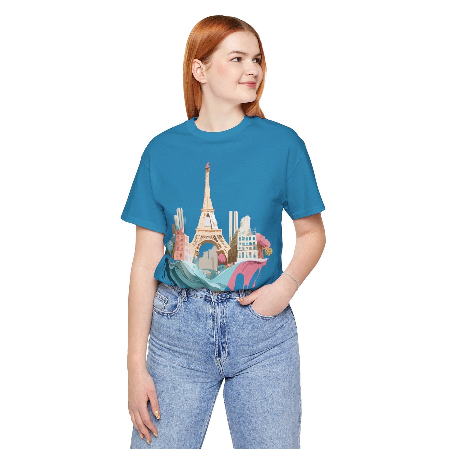 Paris Tourist Graphic Tee Unisex Jersey Short Sleeve Art Design By Vintage Inspired