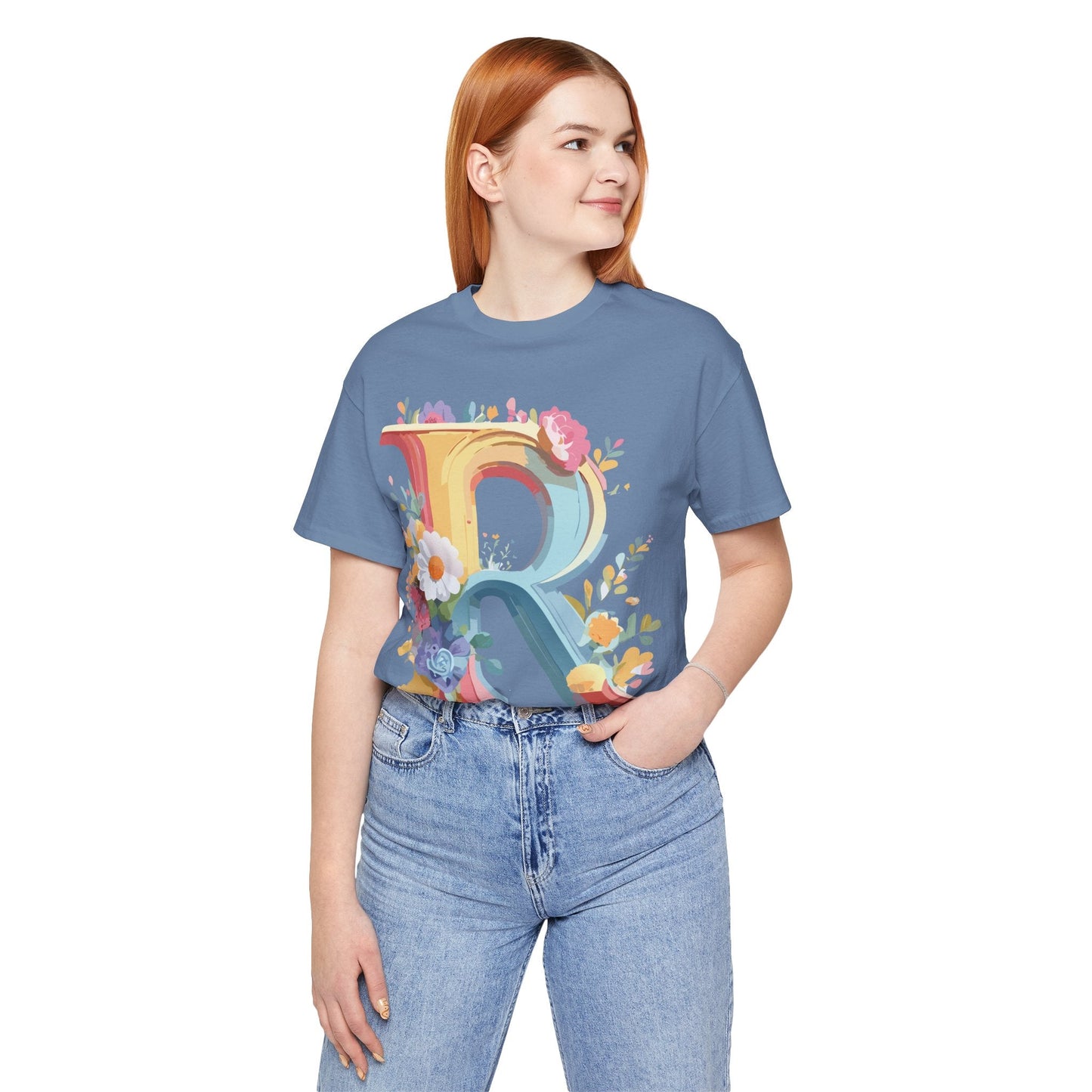 Letter R Shirt Unisex Jersey Short Sleeve Graphic Tee Vintage Inspired Art Design Adelpha