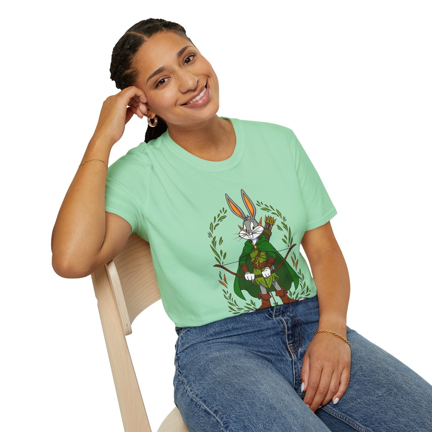 Cartoon Bunny Graphic Unisex Cotton Animal Animation Artwork Design Tee 46