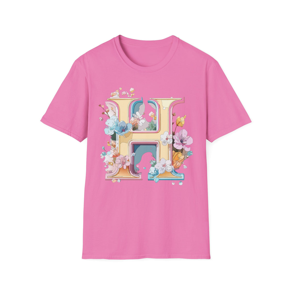 Floral Letter H Shirt | Monogram Initial H Tee