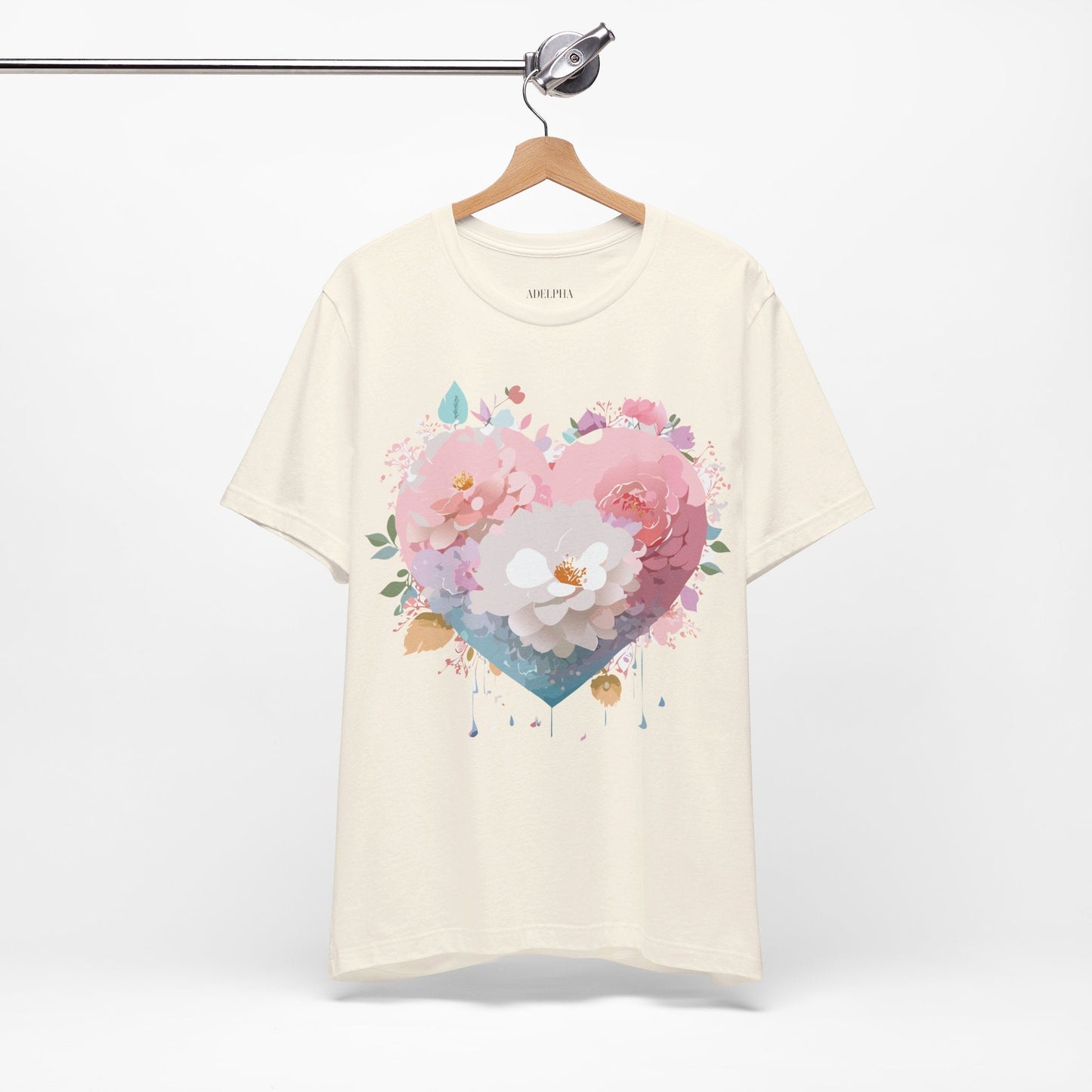 Valentine Day Graphic Unisex 100 Cotton Vintage Artwork with Love and Flower Design Tee 35