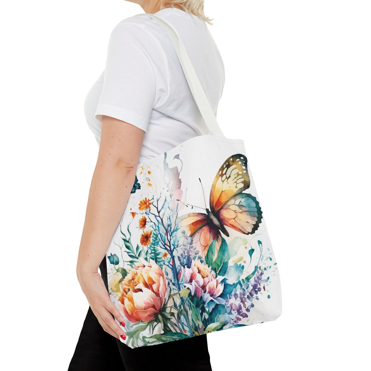 Bolsa de lona con estampado de mariposas 
