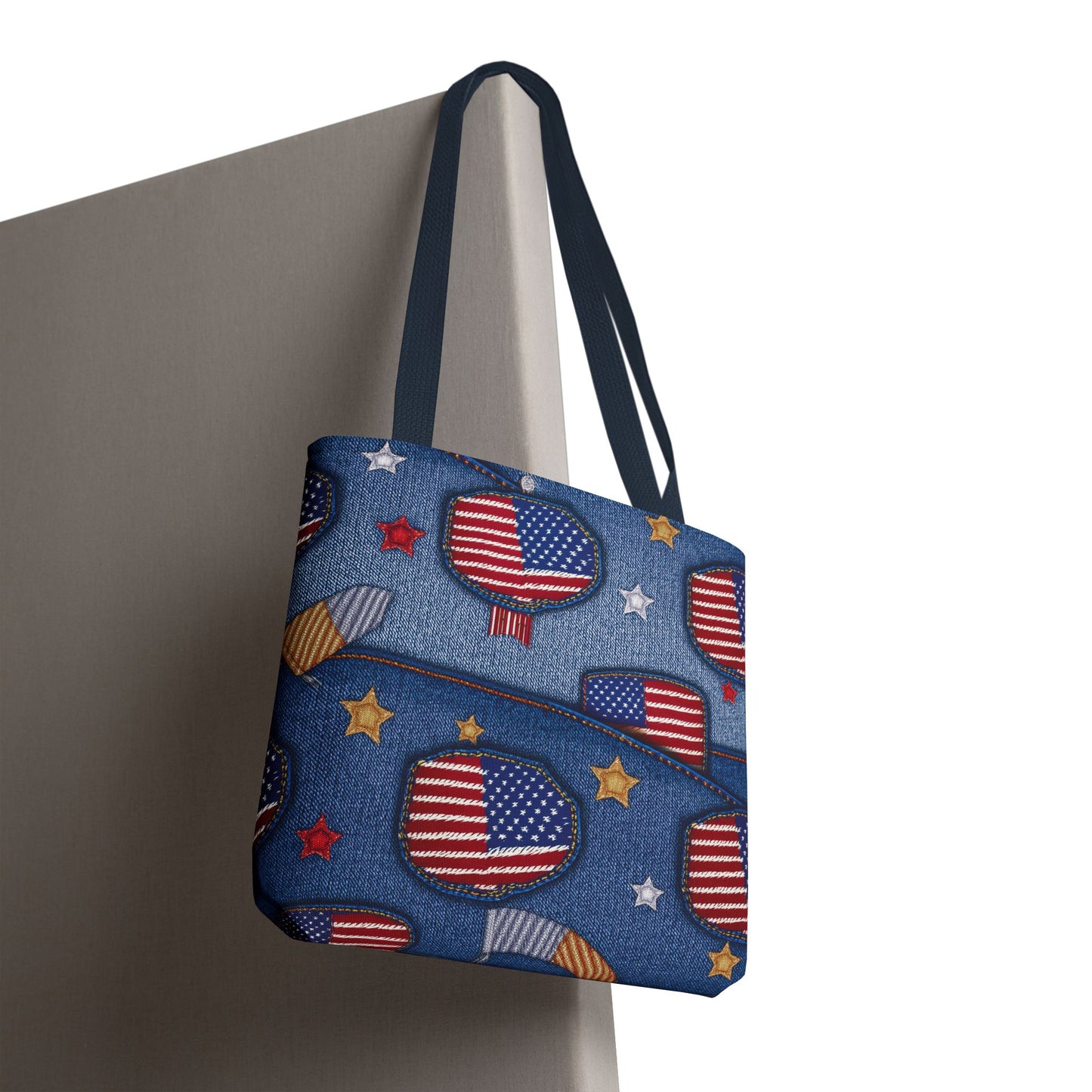 4th of July DENIM PRINT CANVAS BAG HIGH-QUALITY 100% SPUN POLY 3 SIZE BAG-200-12
