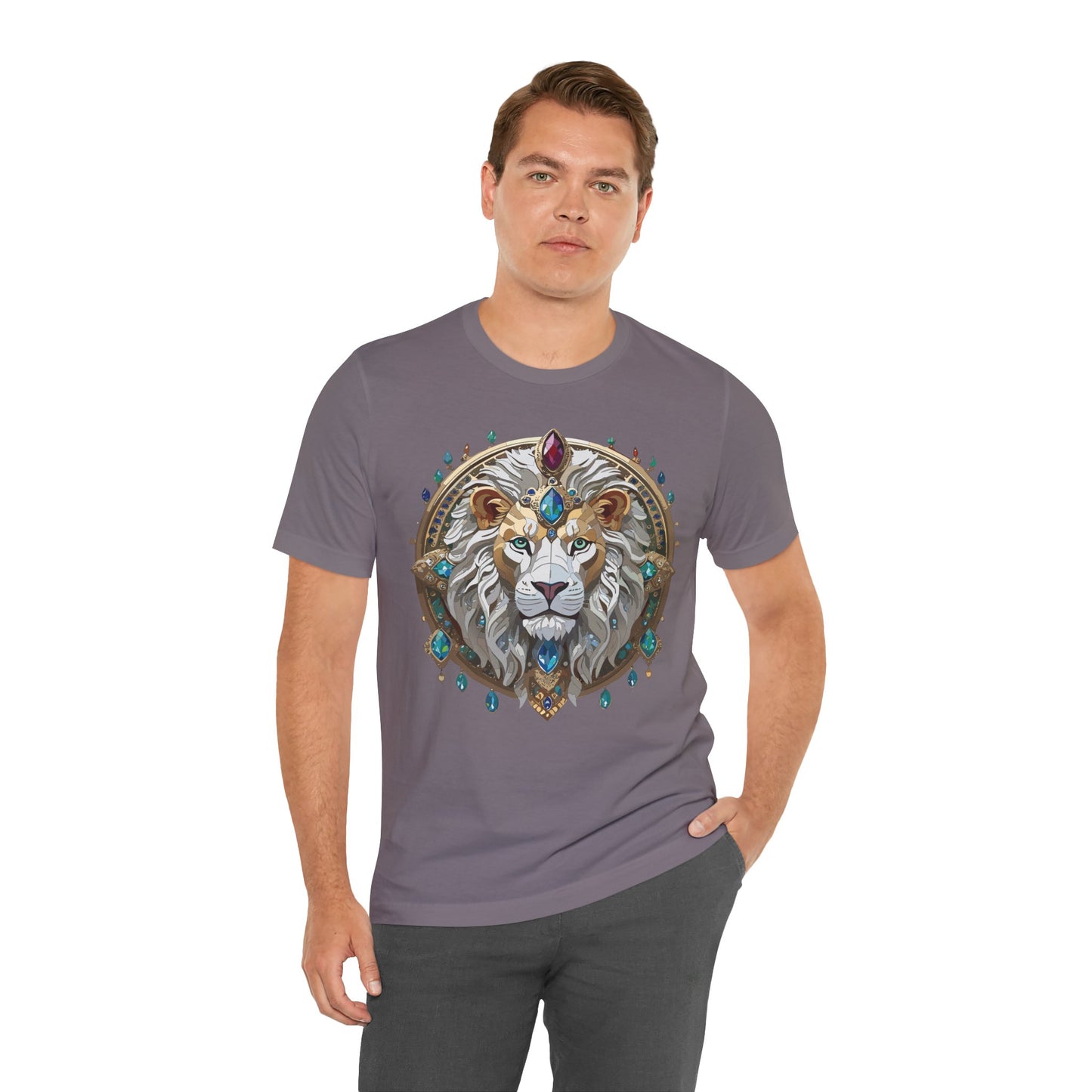 Unisex Lion Graphic Tee, Animal Shirt, Tee Shirt with Lion, Medallion T-Shirt, Animal Medallion Tees