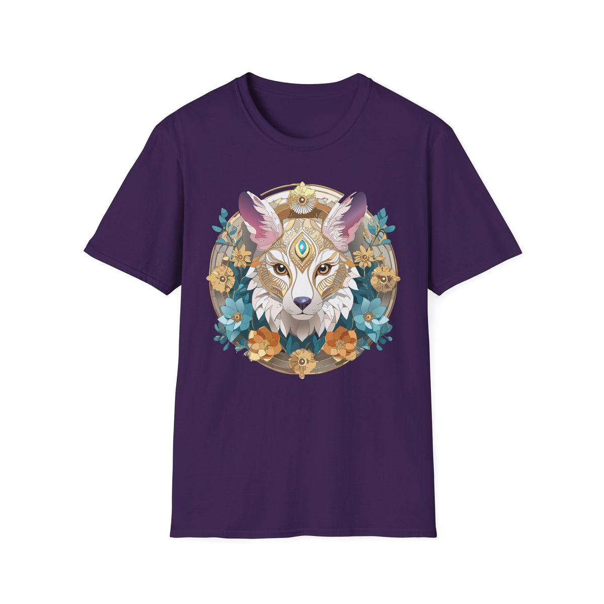 Mystic Fox Mandala T-Shirt | Floral Fox Portrait, Boho Animal Tee