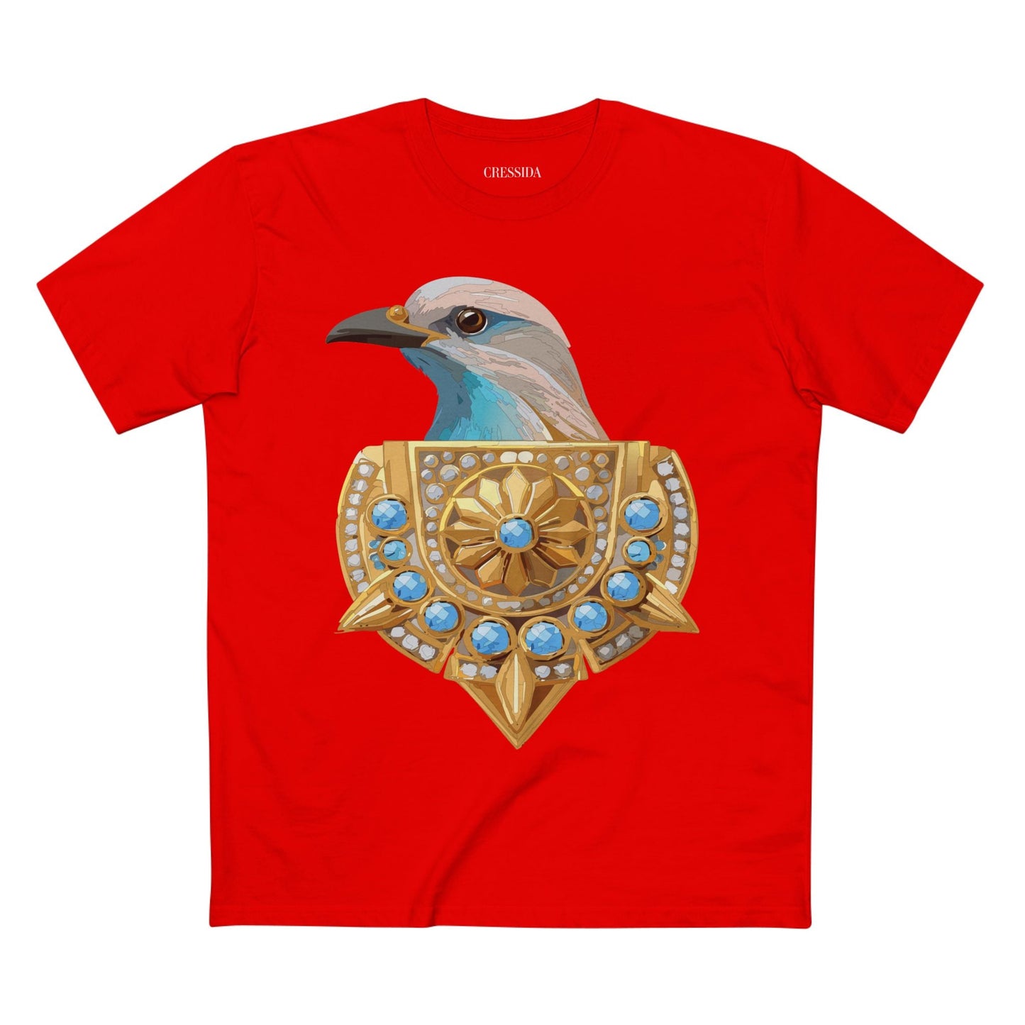Bird Graphic Unisex 100 Cotton Tee With Unique Animal Golden Medallion Art Design 16