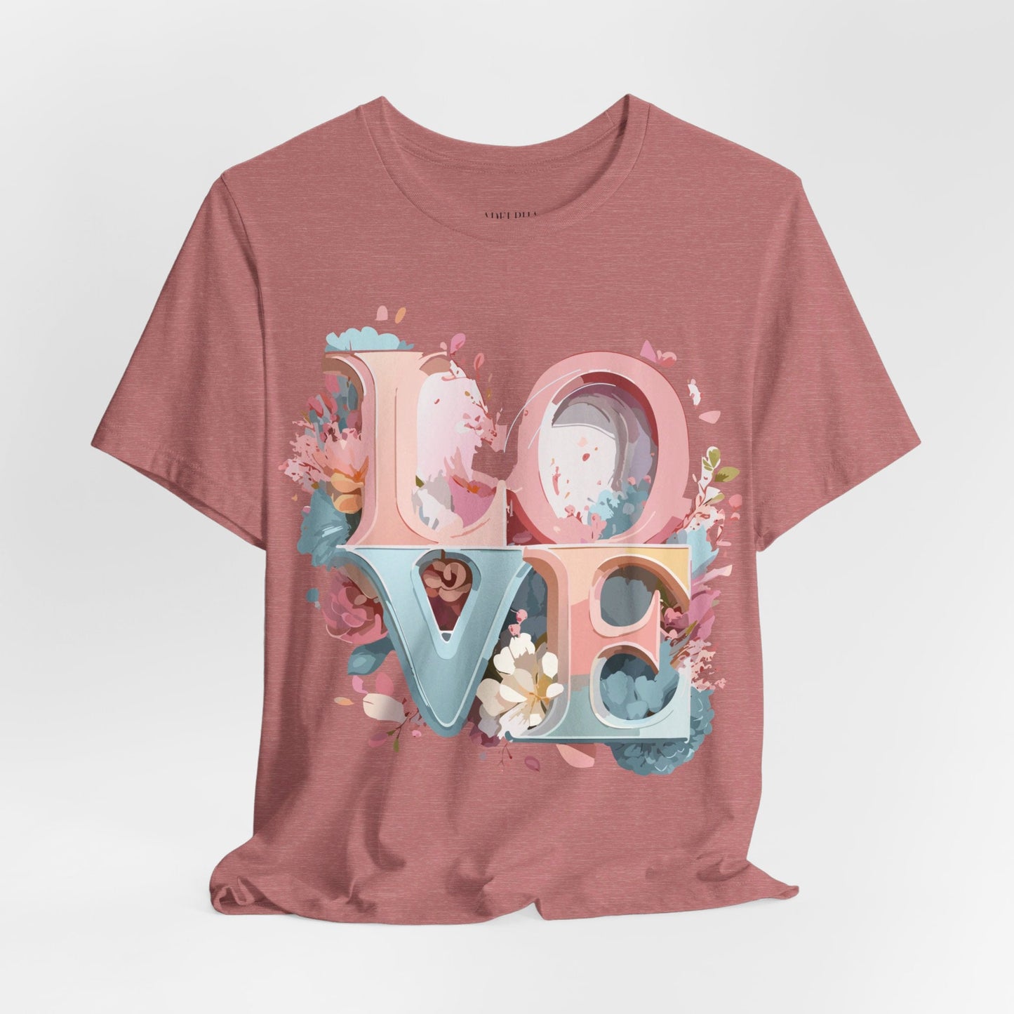 Valentine Day Graphic Unisex 100 Cotton Vintage Artwork with Love and Flower Design Tee 47
