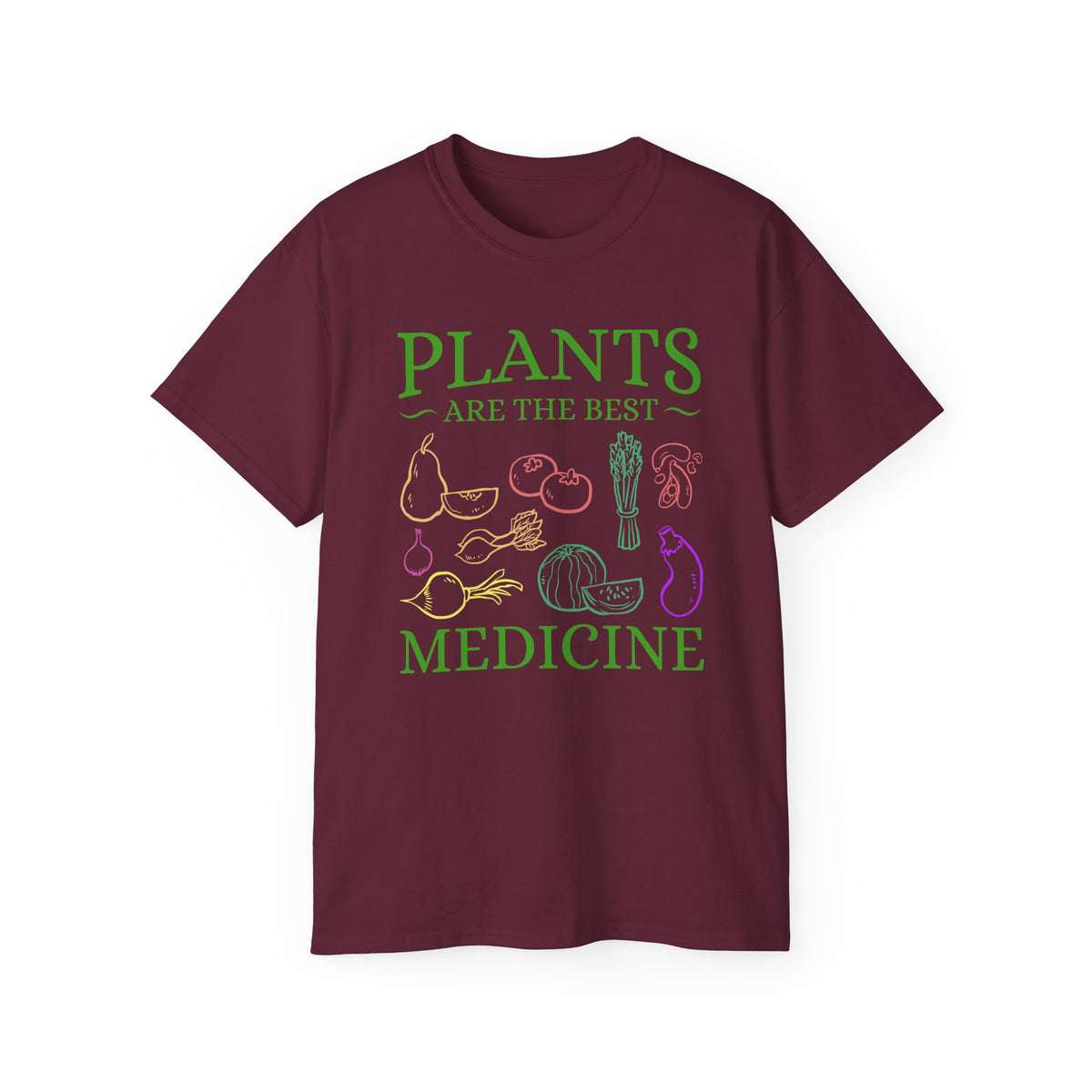 Plants Are the Best Medicine T-Shirt | Vegetable Line Art, Herbal Wellness Tee