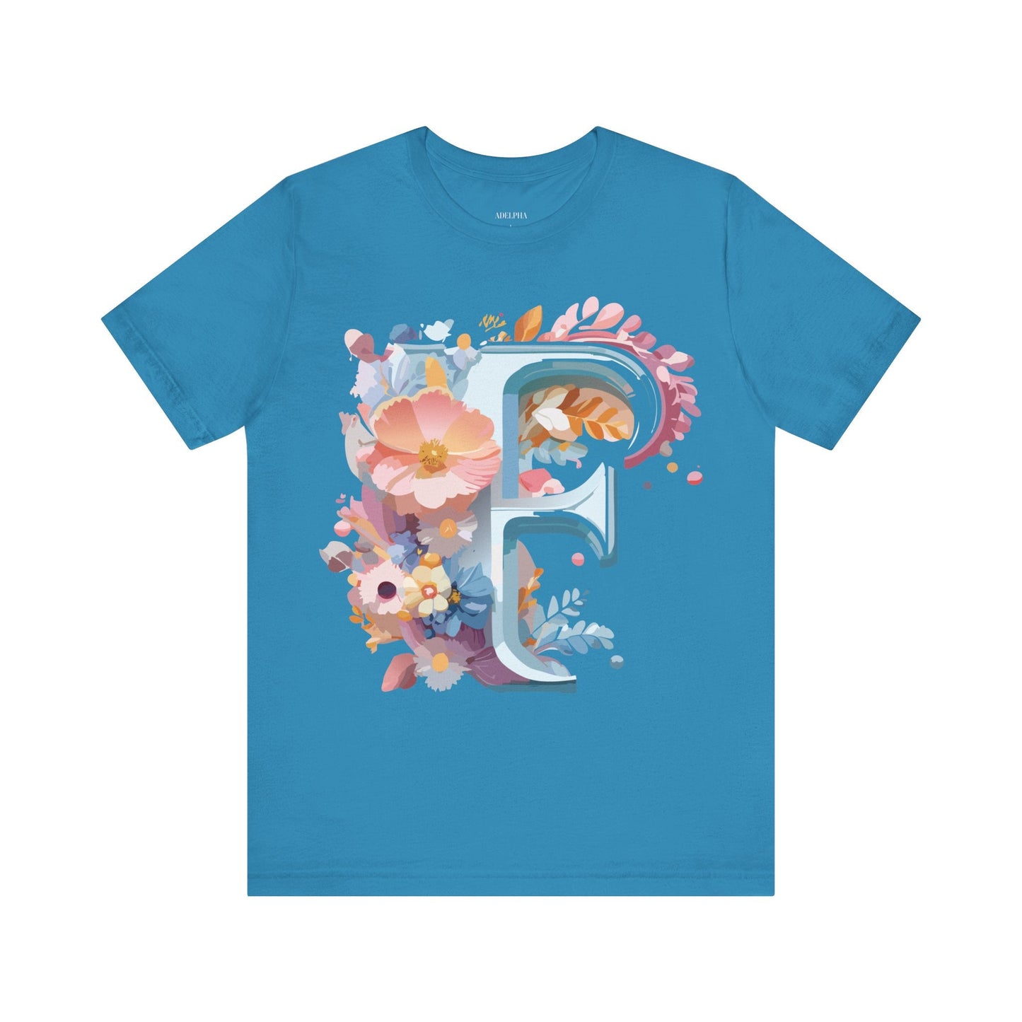 Letter F Graphic Tee Unisex Short Sleeve Vintage Inspired Adelpha Artwork Collection