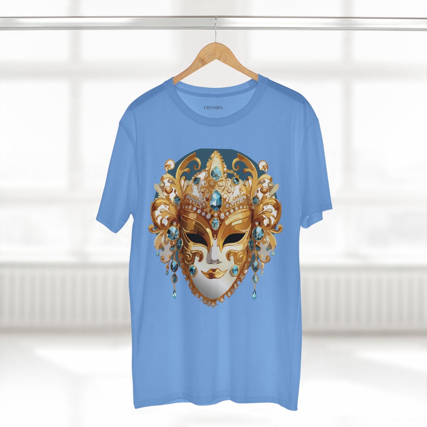 Carnival Mask Graphic T-Shirt Unisex 100 Cotton With Antique Gold Art Design Tee 12