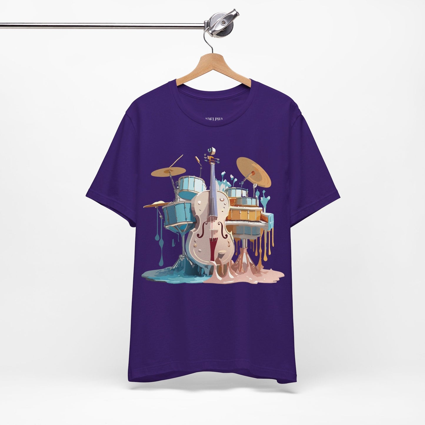 Music Graphic Unisex 100 Cotton Vintage Art with Musical Elements Tee 84