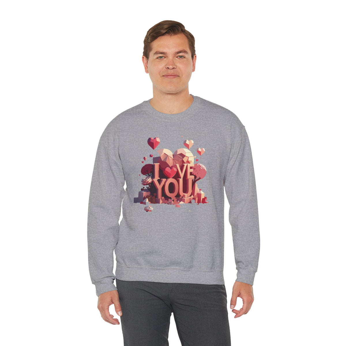 Unisex Big Heart Love Sweatshirt, Love Heart Sweatshirt, Floral Love Sweatshirt, 50/50 Cotton-Poly Valentine's Day Sweatshirt 10