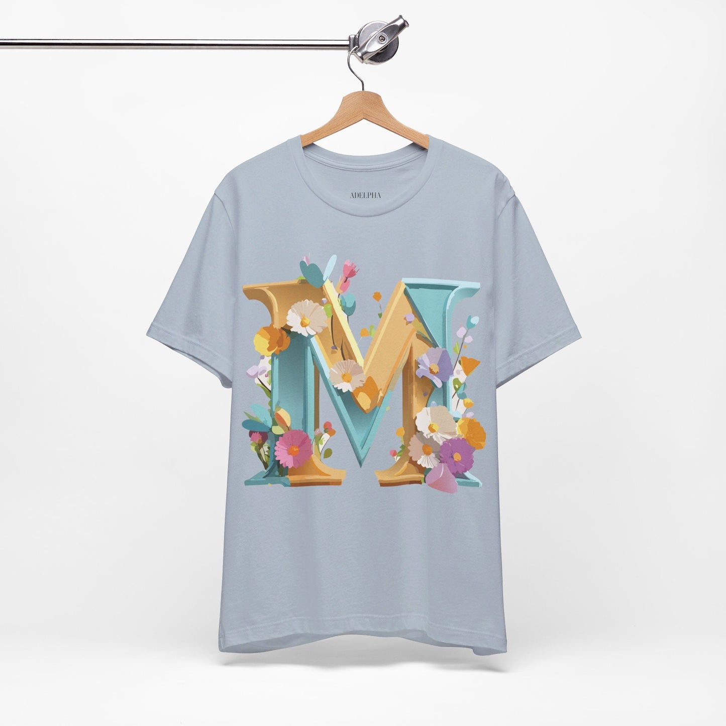 Letter M Shirt Unisex Graphic Tee Vintage Inspired Artwork Adelpha Jersey Short Sleeve