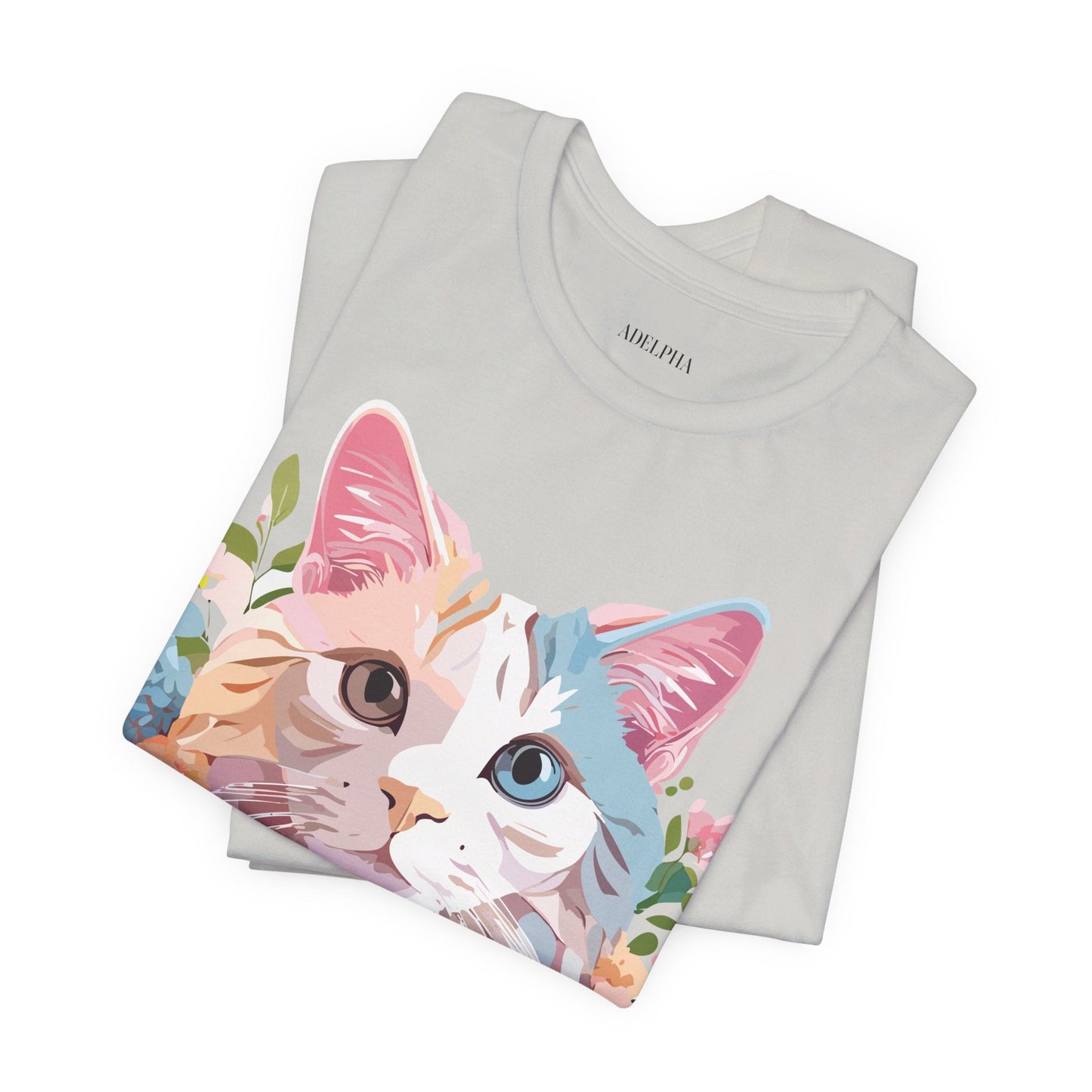 Cat Graphic Tee Unisex Short Sleeve Shirt With Adelpha Artwork