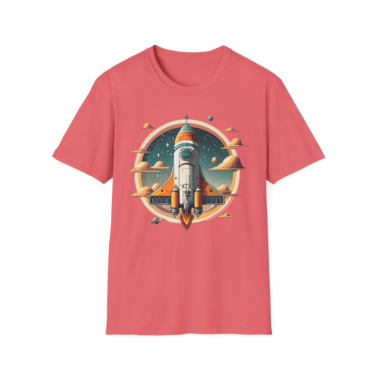 Retro Rocket Launch T-Shirt | Space Shuttle Graphic Design Unisex 100 Cotton Gildan T-Shirt