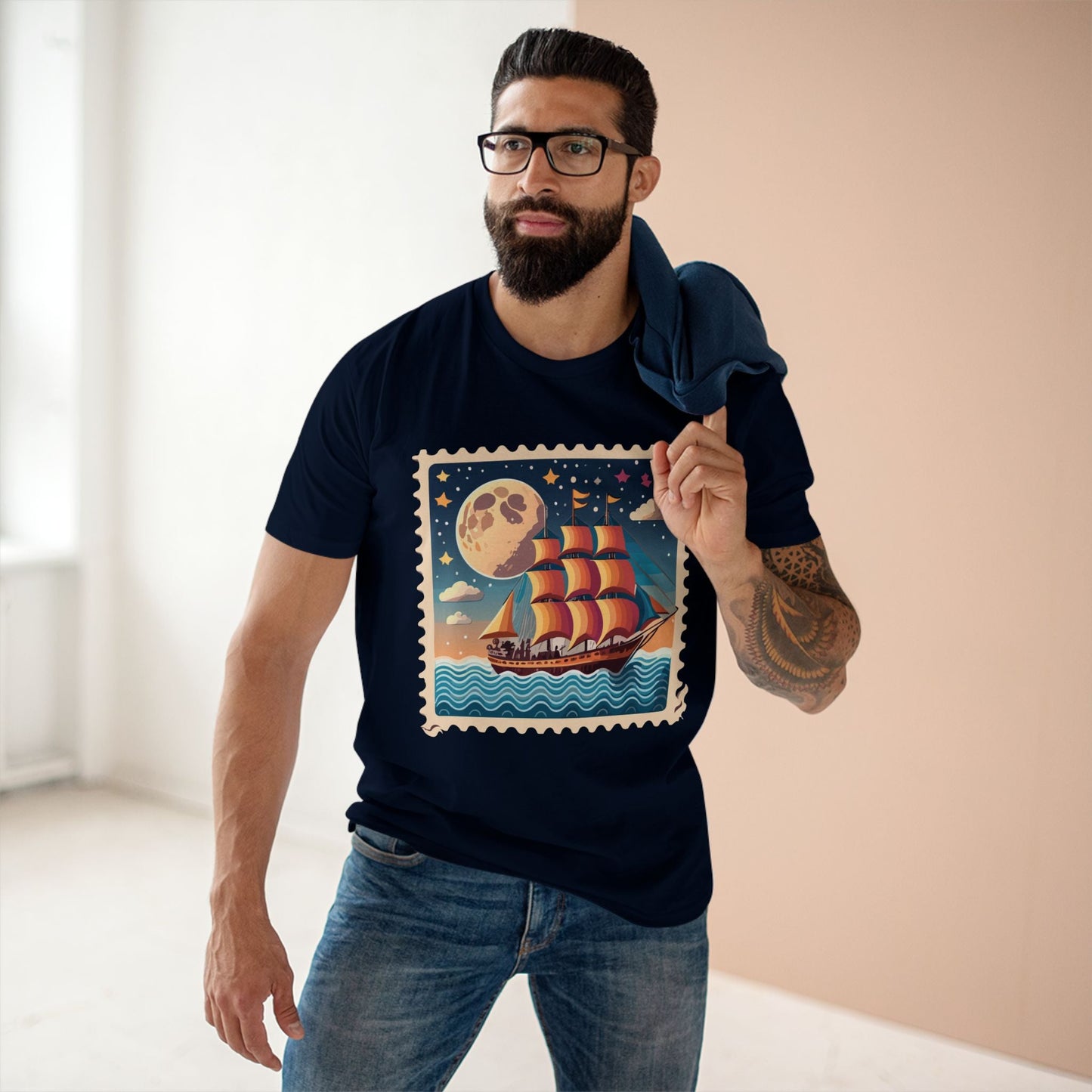 Stamp Shirt Postage Stamp Shirt PS 42 Unisex Premium Cotton Tee With Original Art Design Retro2Nova