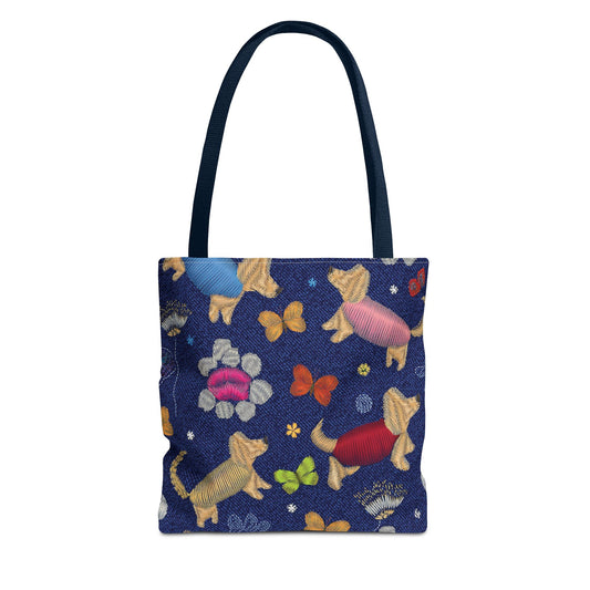 Denim Fabric Imitation Print Unisex Canvas Bag Poly Spun 3 Sizes Tote Bag 191-4
