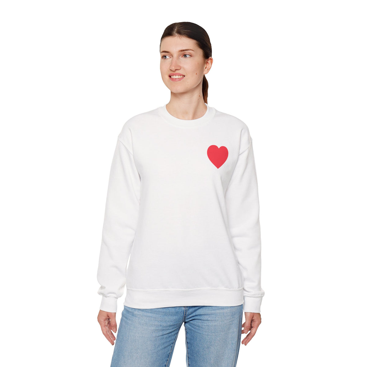 Small Red Heart Graphic Valentine's Day Sweatshirt Unisex 50/50 Cotton-Poly Sweatshirt w79